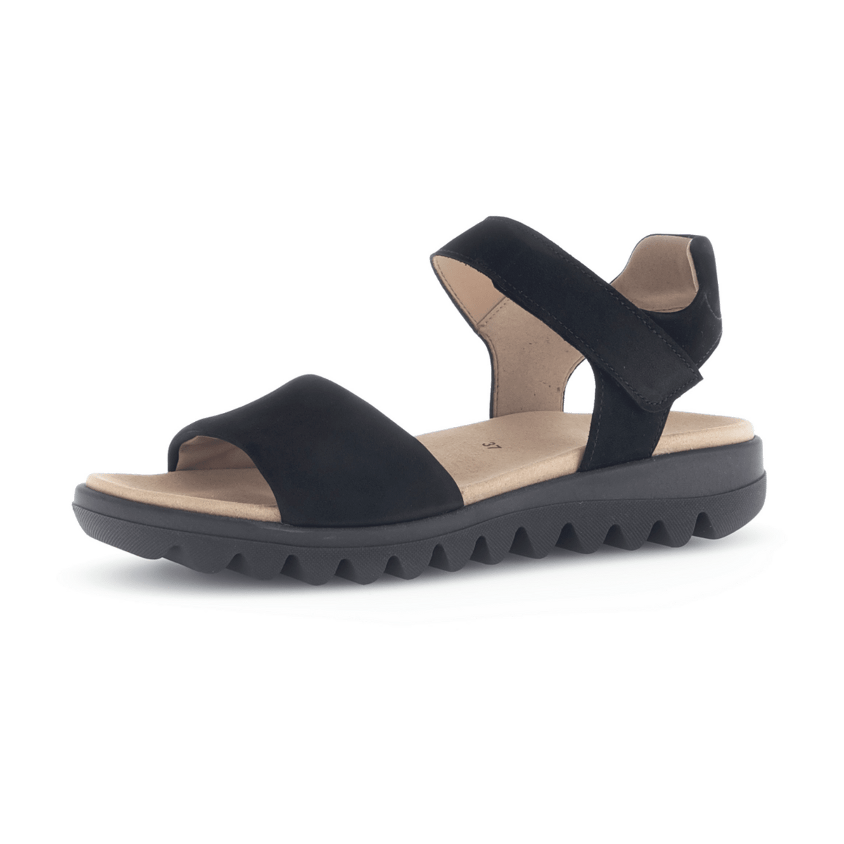 Gabor Women's Strappy Sandals Black Suede Flat Comfort