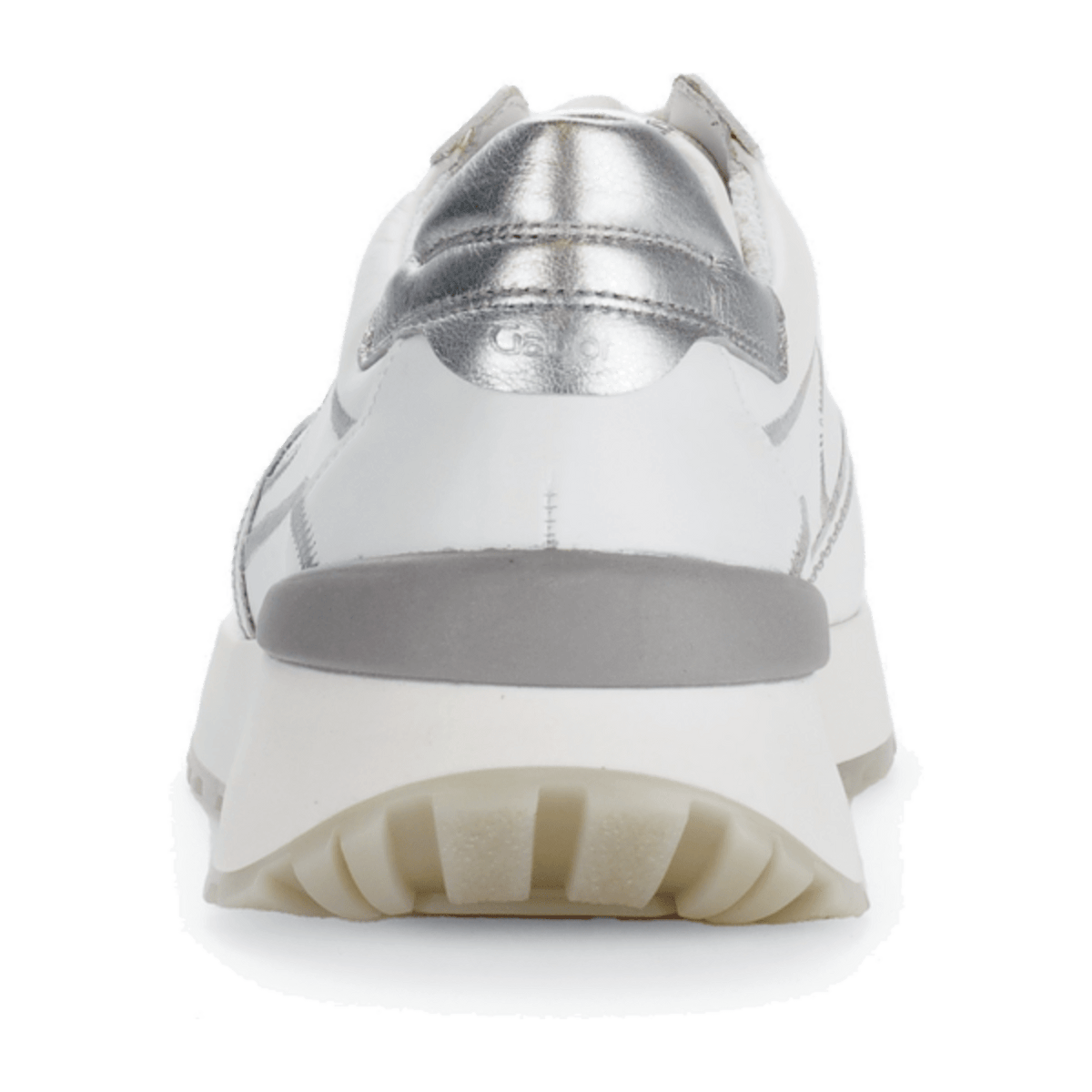 Gabor Women's Low-Top Sneakers White Silver Leather Lace-Up