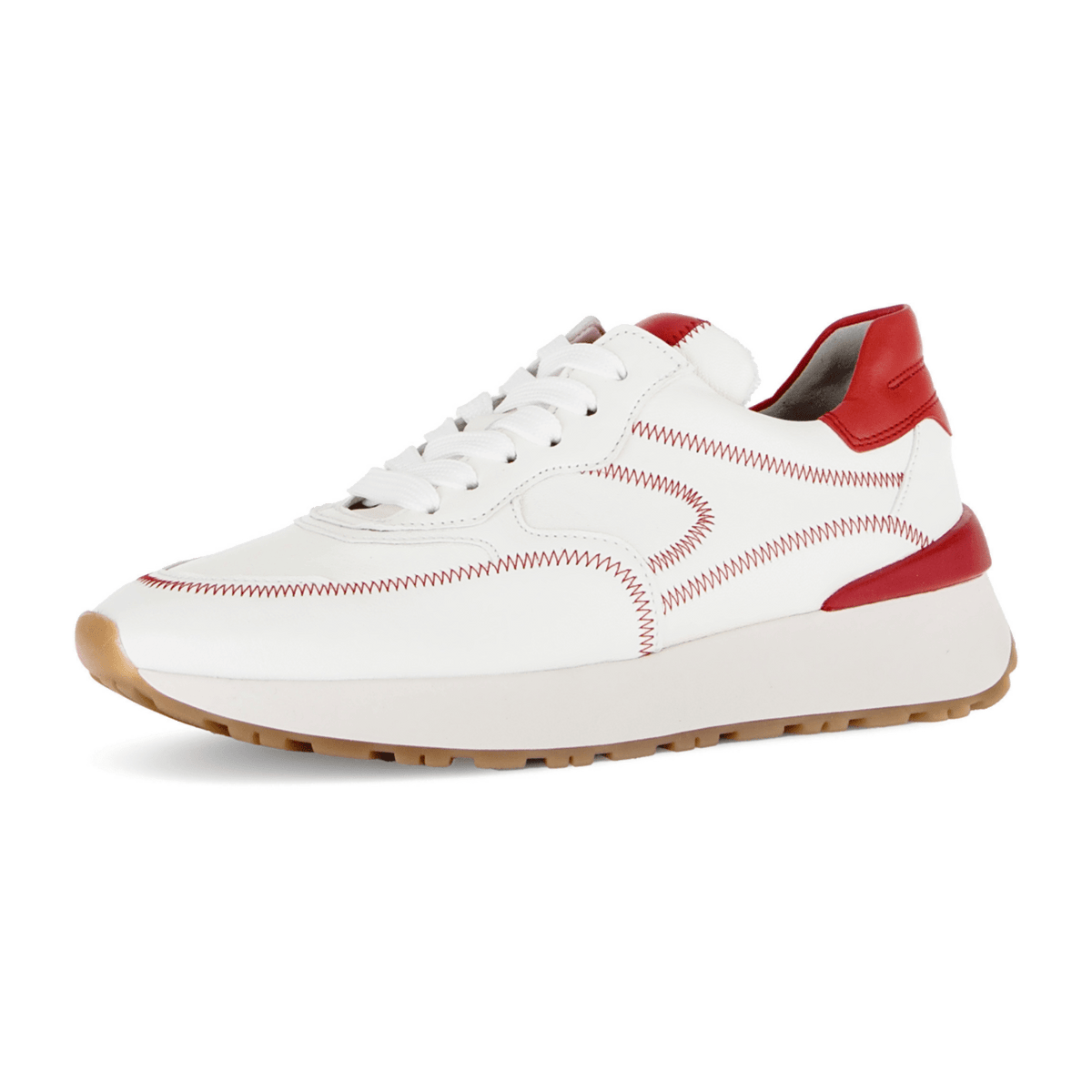 Gabor Women's Low-Top Sneakers - Latte Flame Leather Comfort Shoes with Removable Footbed