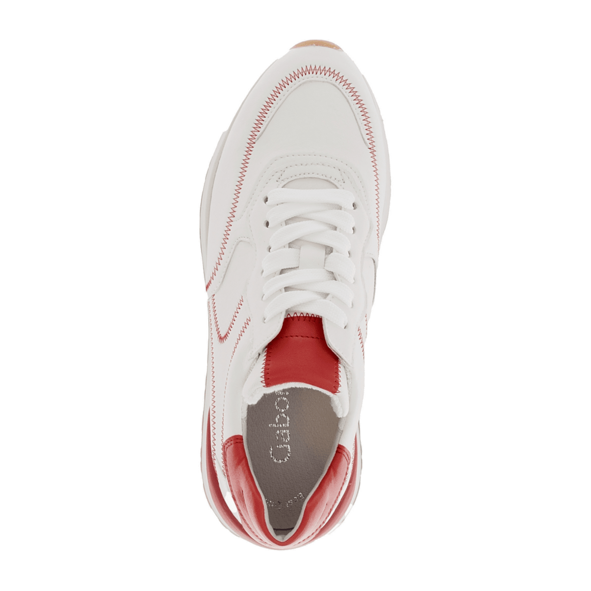 Gabor Women's Low-Top Sneakers - Latte Flame Leather Comfort Shoes with Removable Footbed