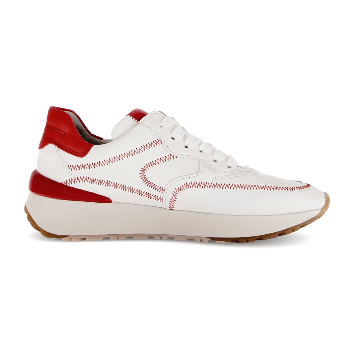 Gabor Women's Low-Top Sneakers - Latte Flame Leather Comfort Shoes with Removable Footbed