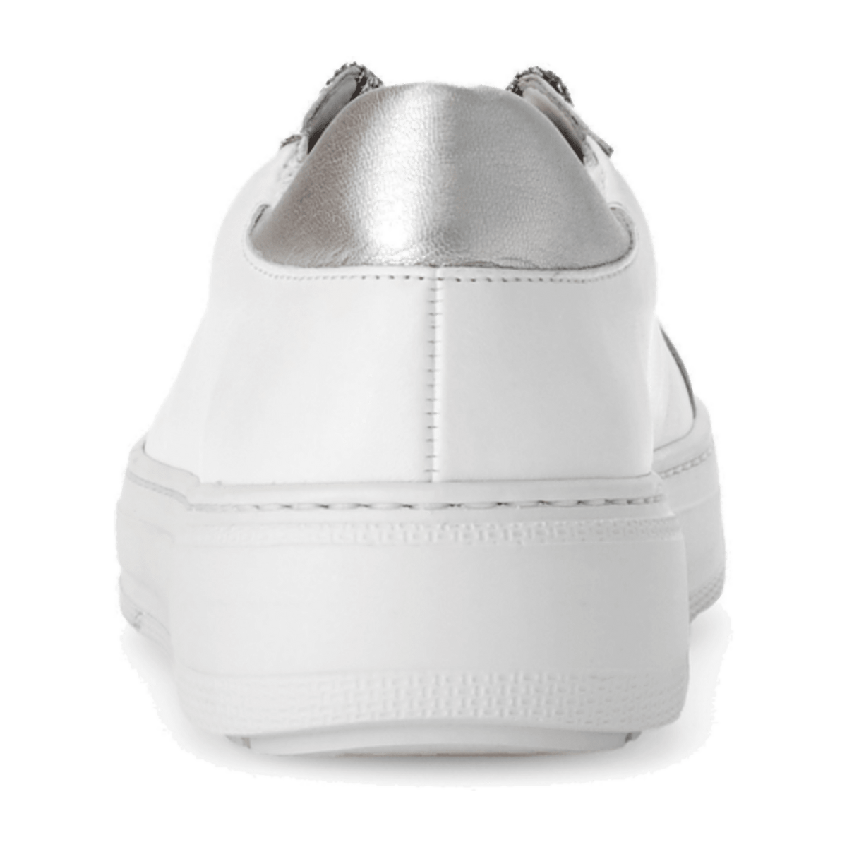 Gabor Women's Low-Top Sneakers - White Silver Comfort Shoes with Removable Footbed