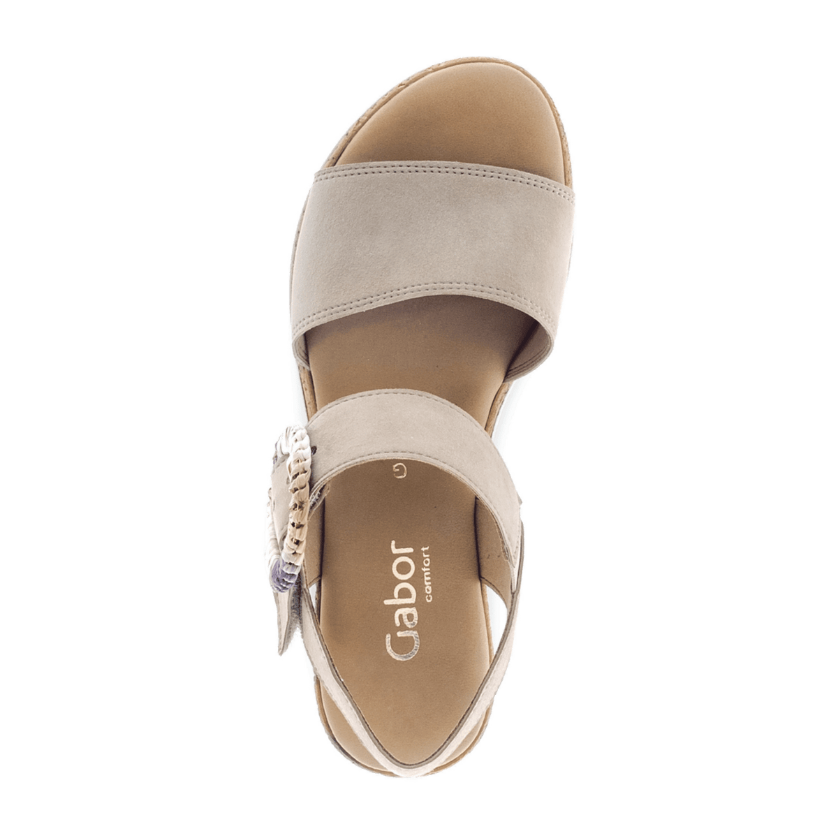 Gabor Women's Comfort Strap Sandals - Sand Suede Flat Summer Shoes