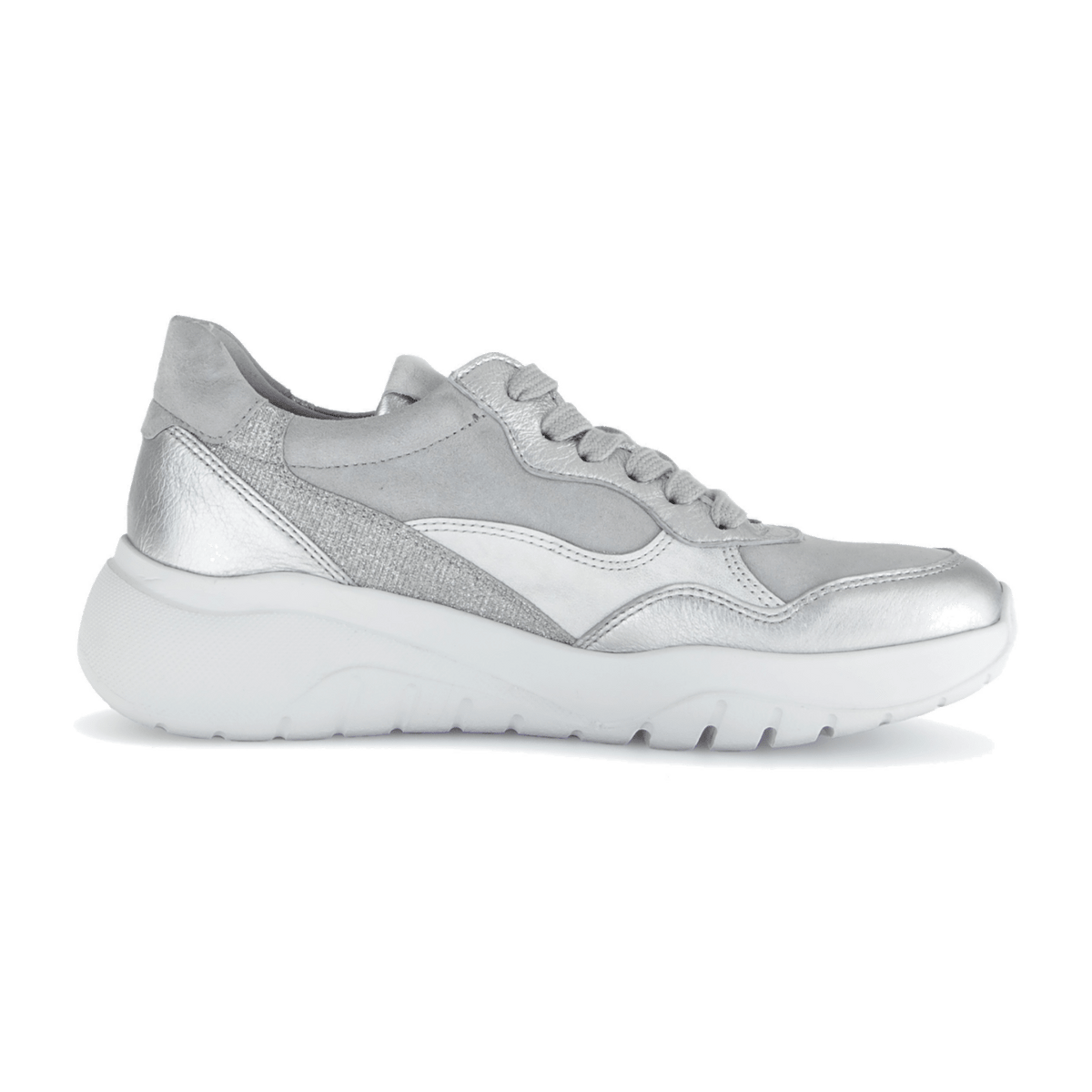 Gabor Women's Low-Top Trainers Silver Satin Velvet Lace-Up