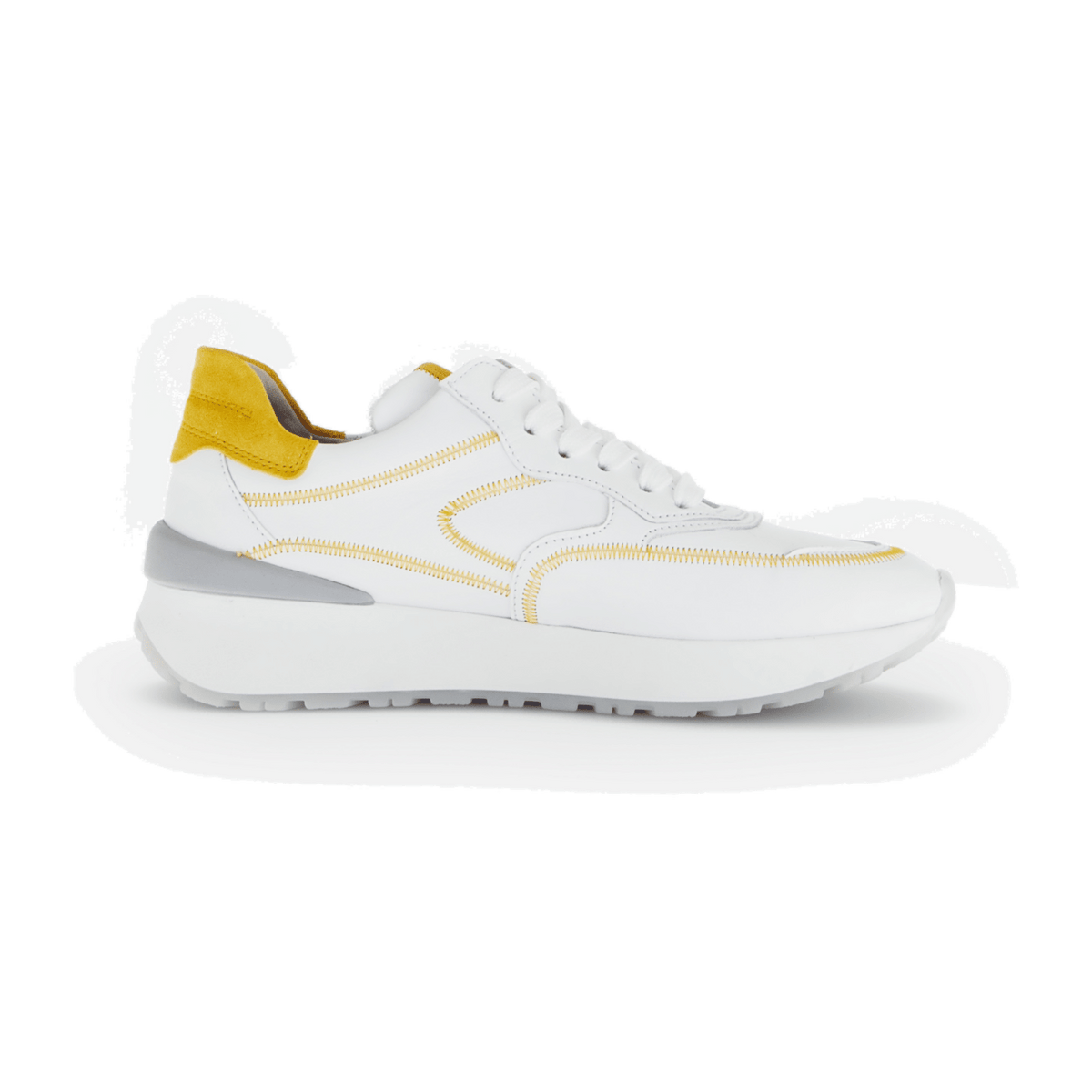 Gabor Women's Lace-Up Sneakers White Leather with Removable Footbed