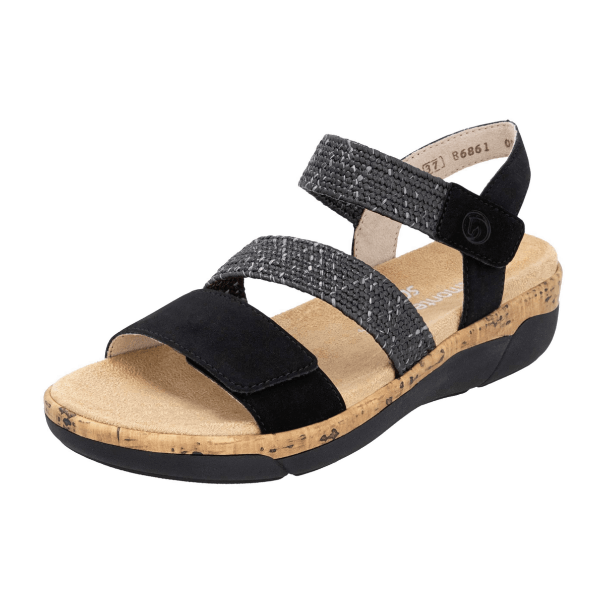 Remonte Women's Lite n Soft Sandals - Black Synthetic with Removable Footbed