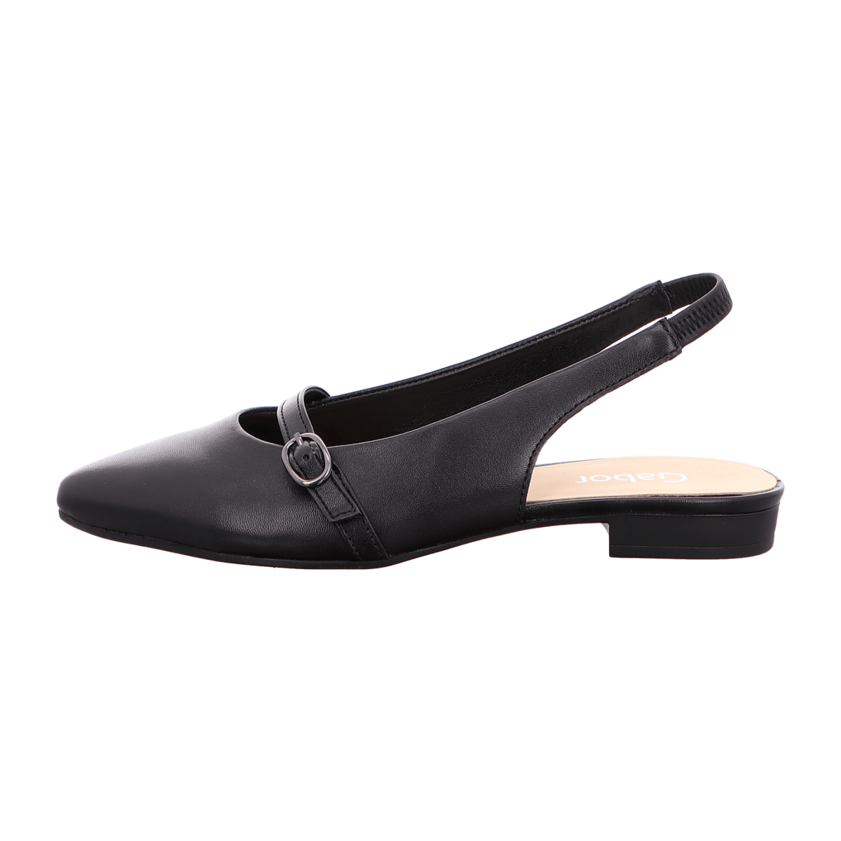 Gabor Women's Slingback Pumps - Black Leather Block Heel Shoes