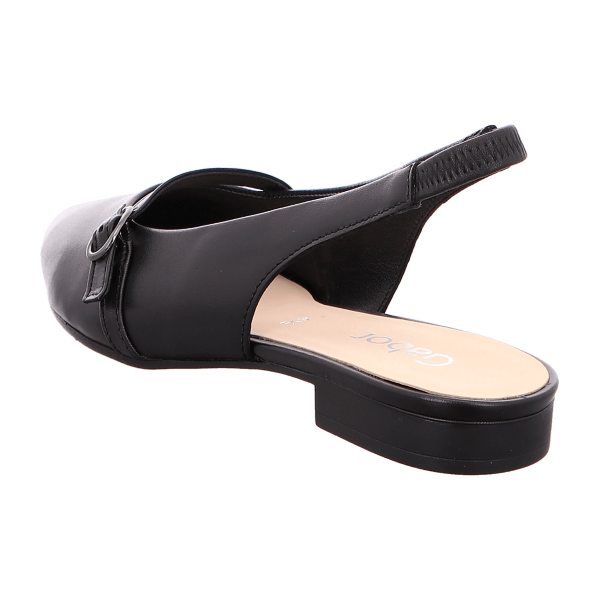 Gabor Women's Slingback Pumps - Black Leather Block Heel Shoes
