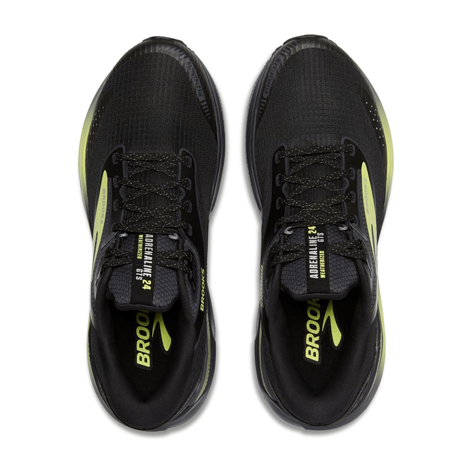 Brooks Adrenaline GTS 24 Weatherized Men's Running Shoes, Black, Lace-Up, Mesh, Rubber Outsole