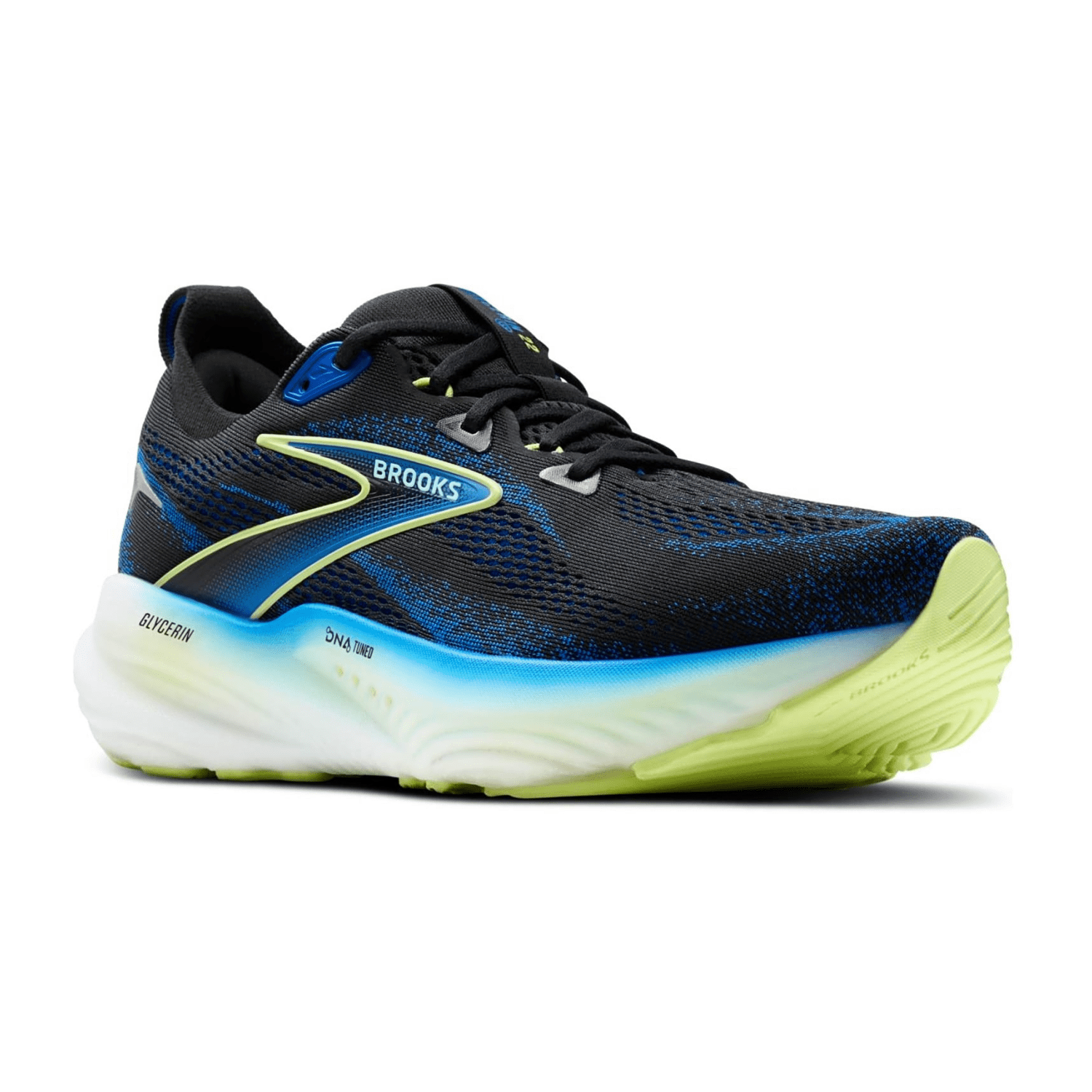 Brooks Glycerin 22 Men's Running Shoes Lace-Up Black Cobalt Neo Yellow