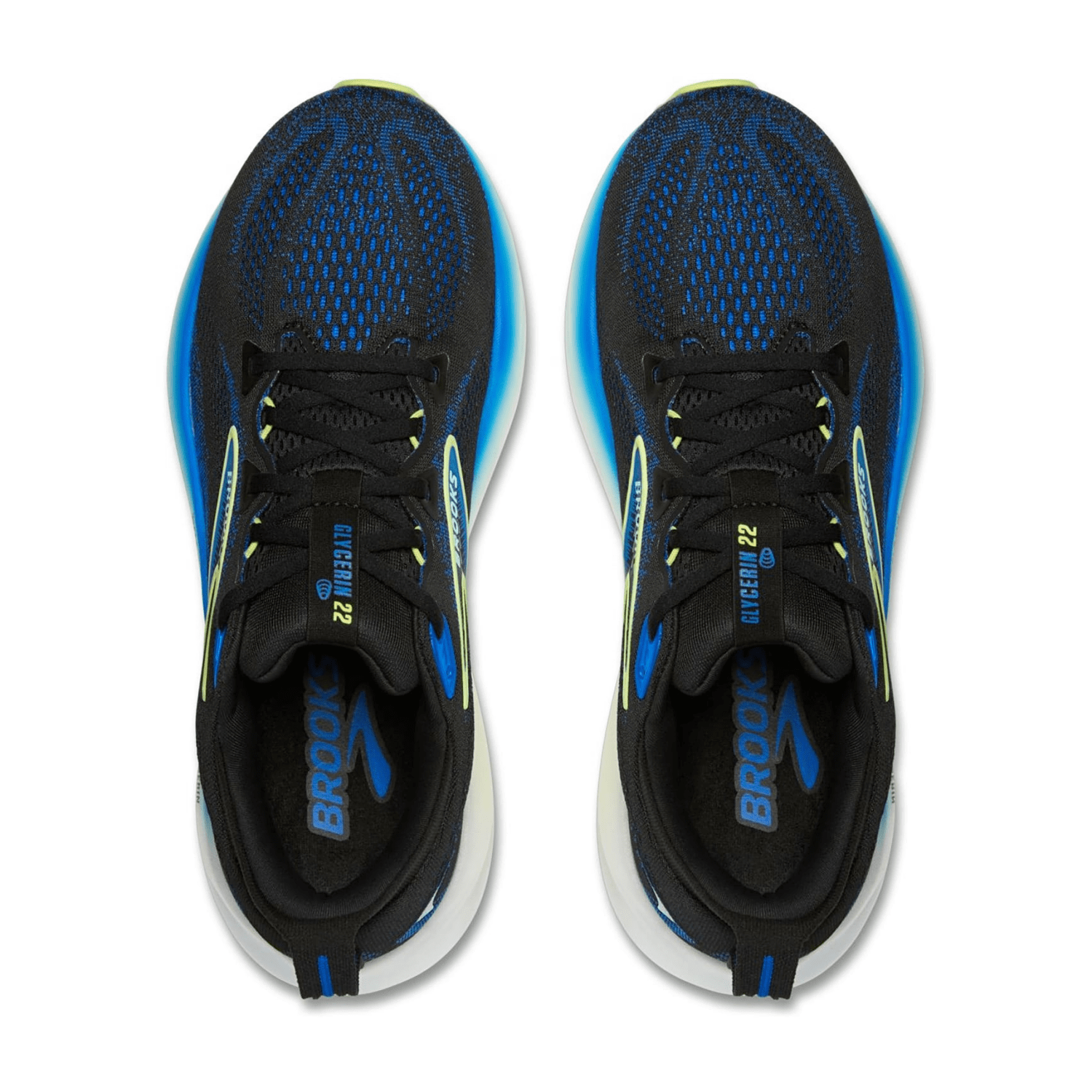 Brooks Glycerin 22 Men's Running Shoes Lace-Up Black Cobalt Neo Yellow