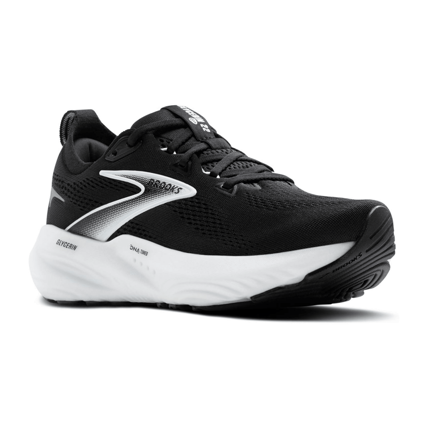 Brooks Glycerin 22 Women's Running Shoes for Long-Distance Road Running, Synthetic Upper in Black, Grey, White
