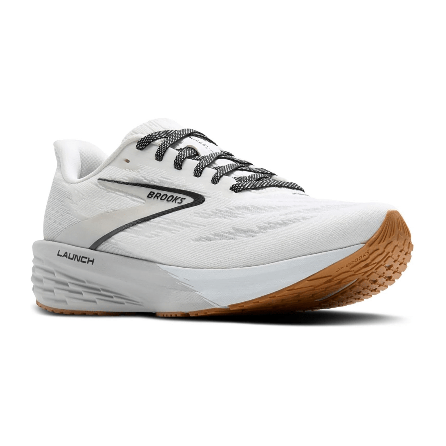 Brooks Launch 11 Men's Running Shoes in White with Lace-Up Closure and Rubber Outsole