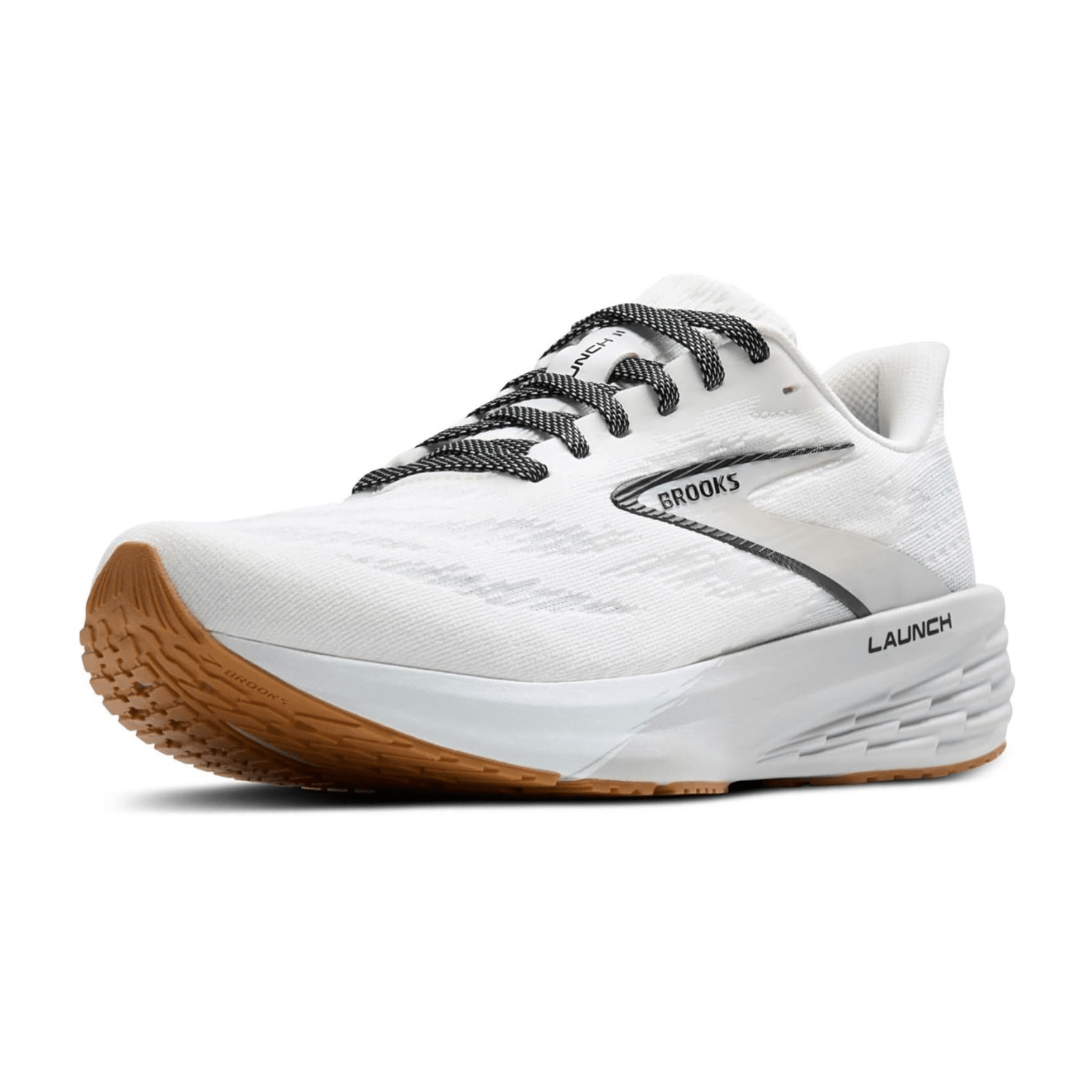 Brooks Launch 11 Men's Running Shoes in White with Lace-Up Closure and Rubber Outsole