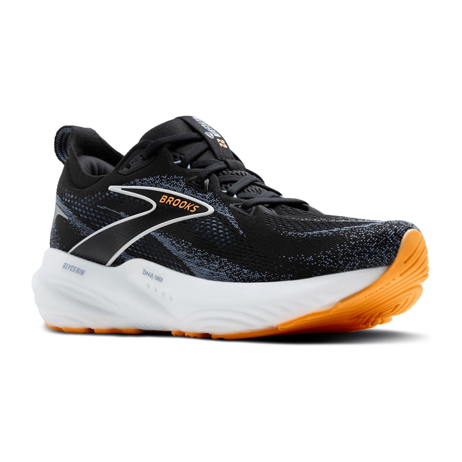 Brooks Glycerin 22 Men's Running Shoes in Black/Country Blue/Orange Pop