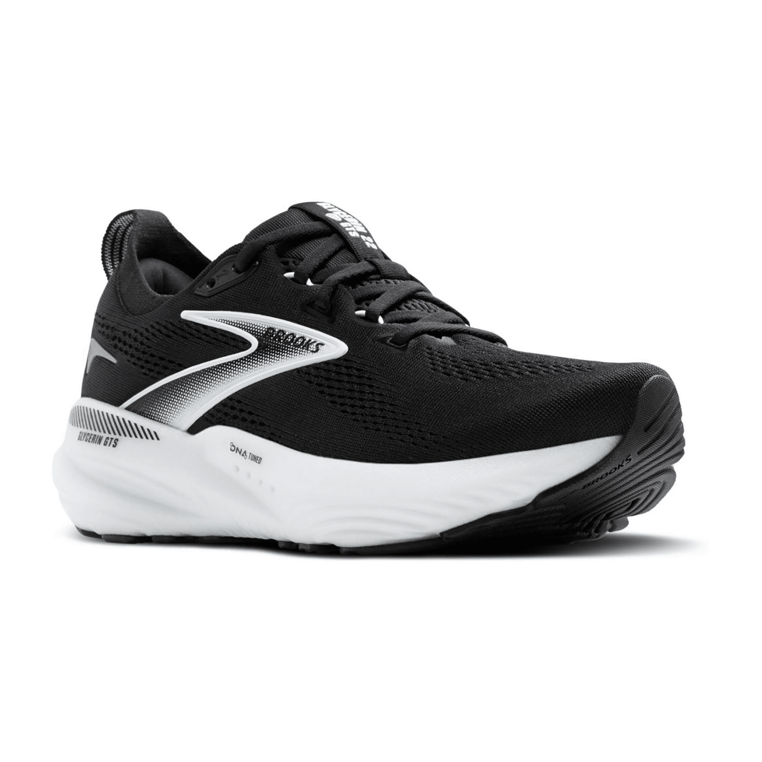 Brooks Glycerin GTS 22 Women's Running Shoes, Lace-Up, Black Grey White Synthetic