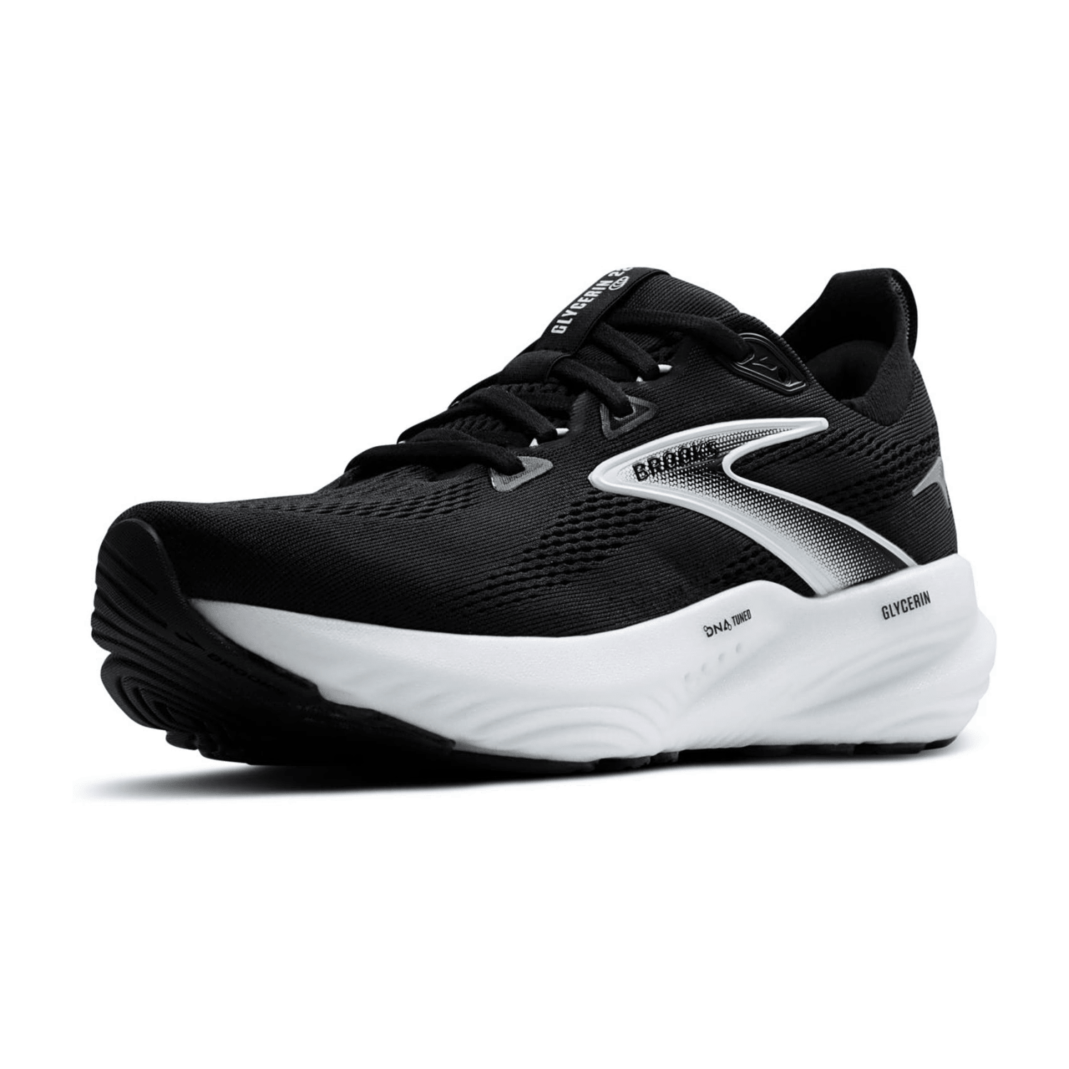 Brooks Glycerin 22 Men's Road Running Shoes for Long-Distance Mileage in Black Grey White