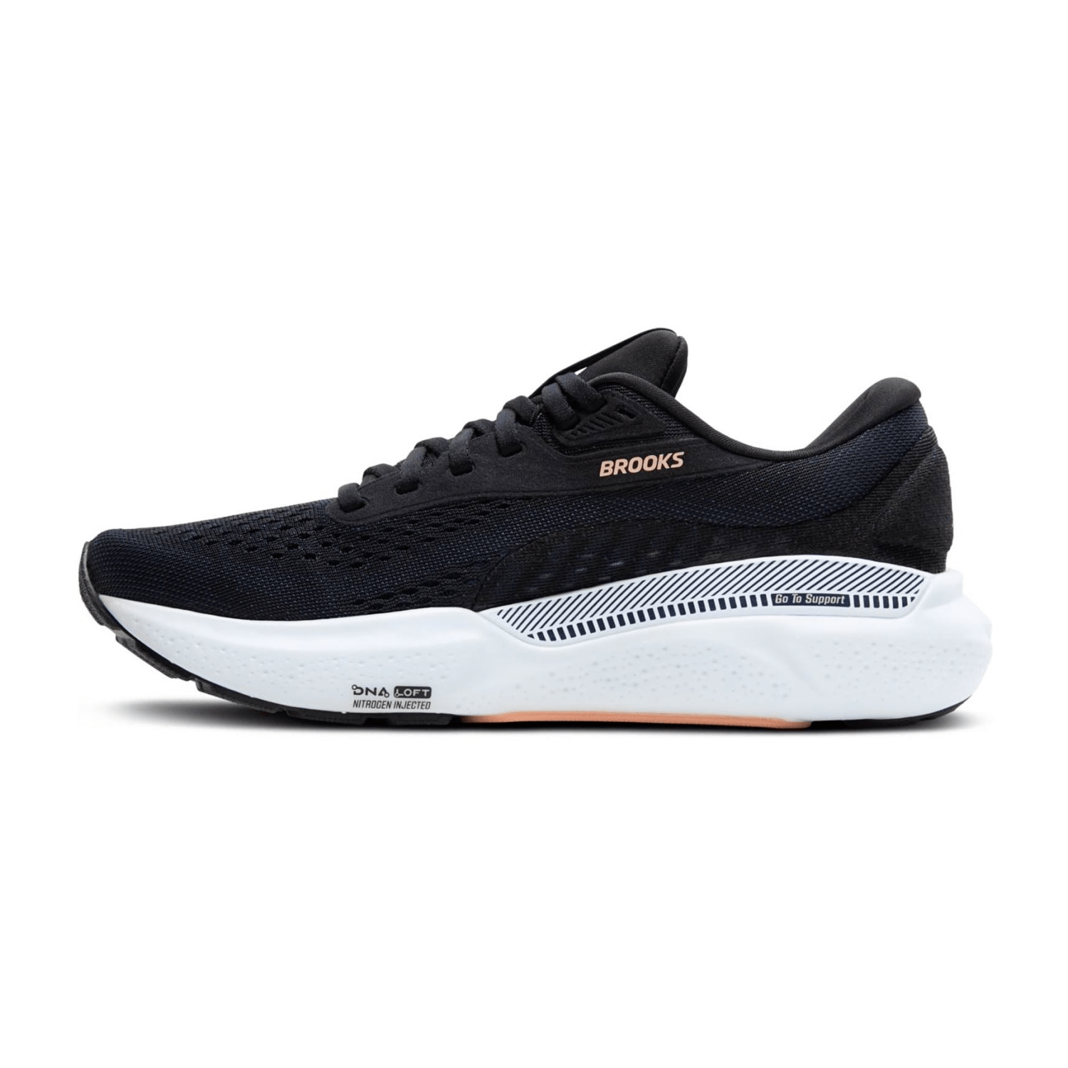 Brooks Adrenaline GTS 24 Women's Running Shoes, Black, Round Toe, Textile Lining, Rubber Sole