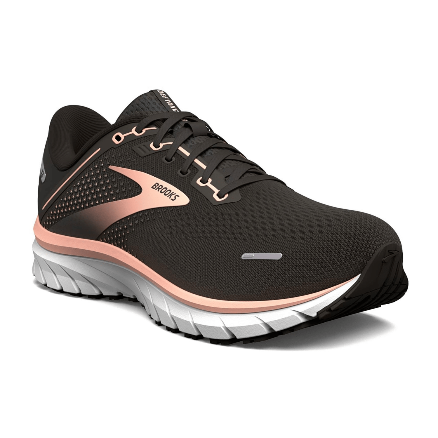 Brooks Defyance 13 Women's Running Shoes in Black Peach White, Synthetic Textile and Rubber