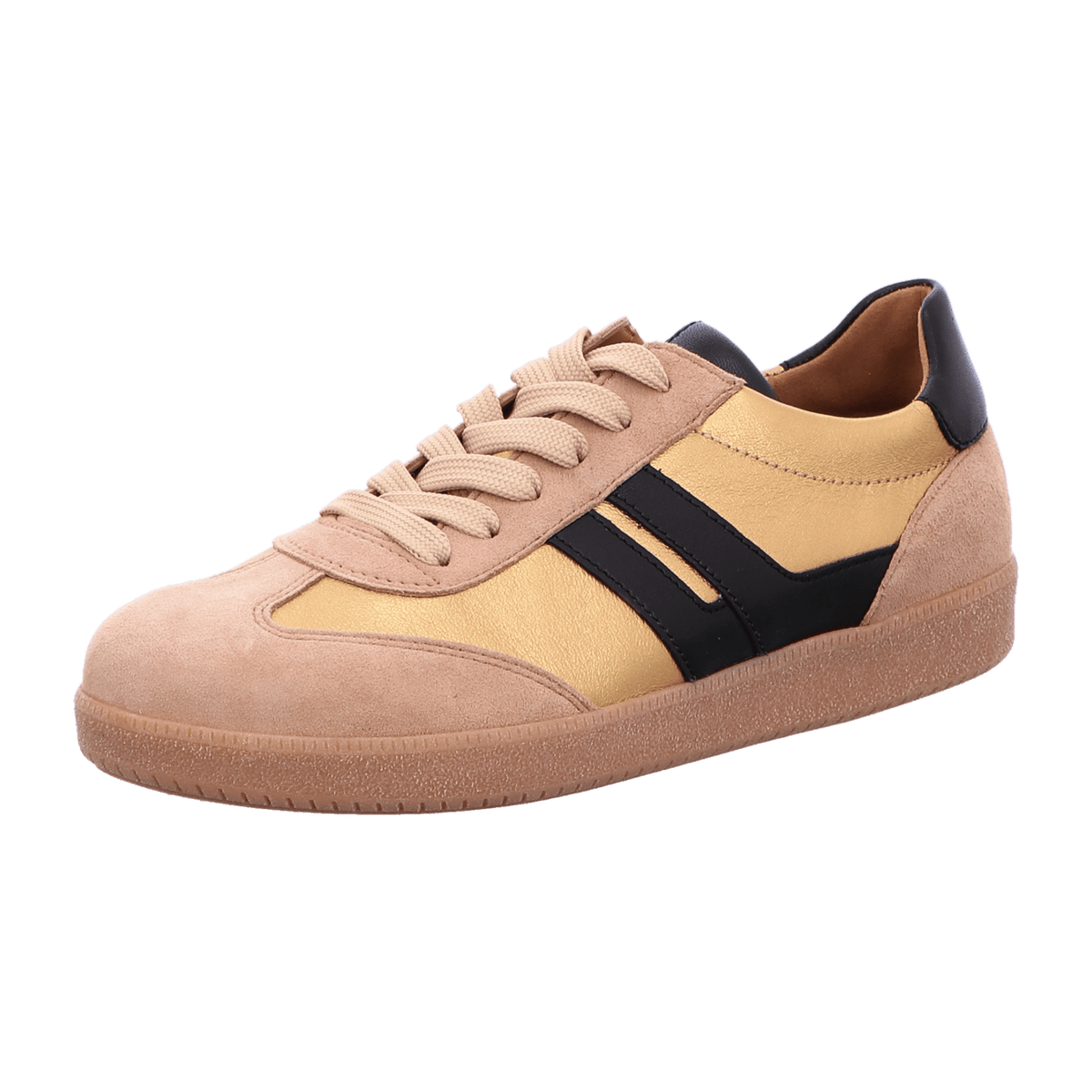 Gabor Women's Low-Top Sneakers - Caramel Suede Lace-Up Shoes with Removable Footbed