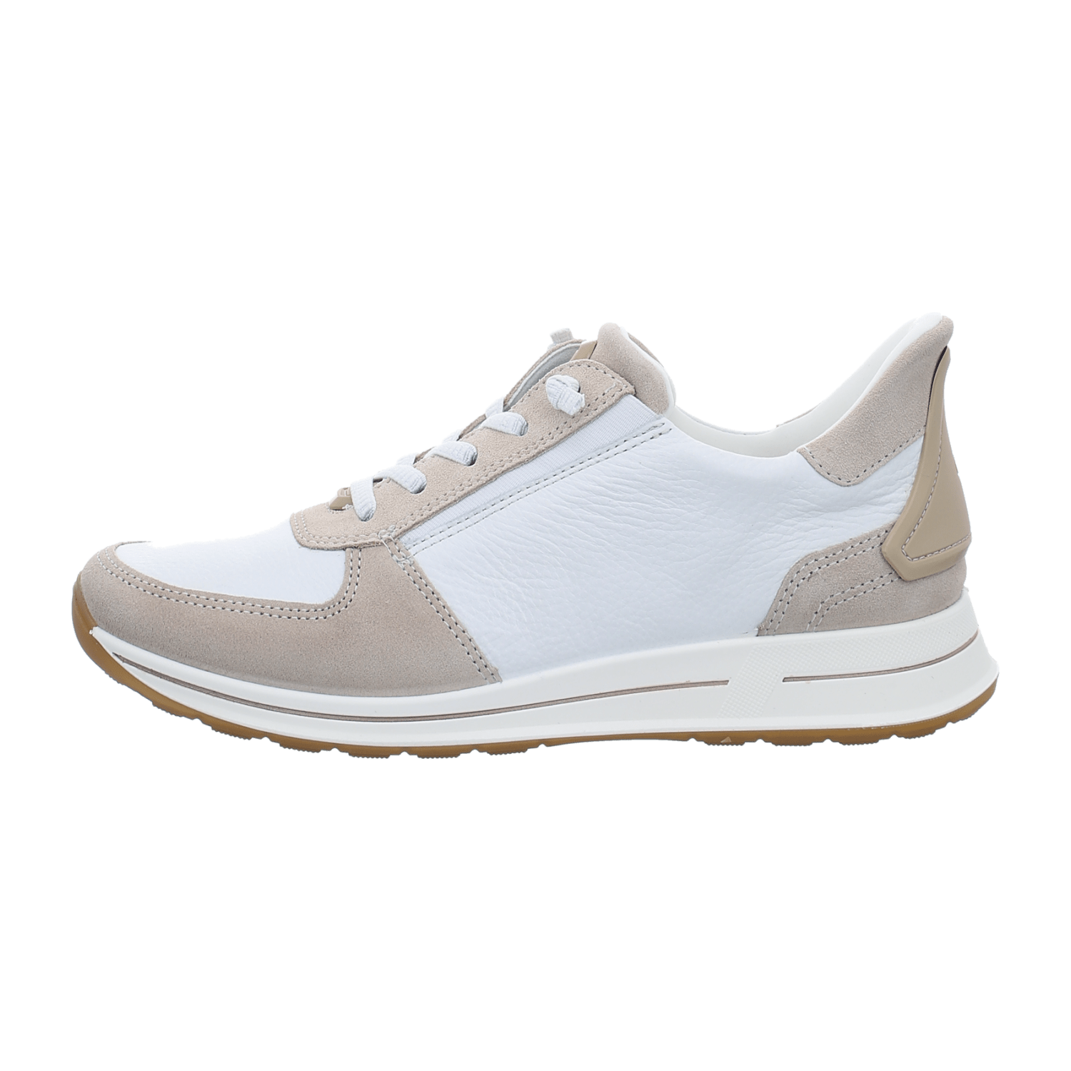 ARA OSAKA Women's Leather Ankle Boots in White with Round Toe, Zipper Closure and Rubber Sole