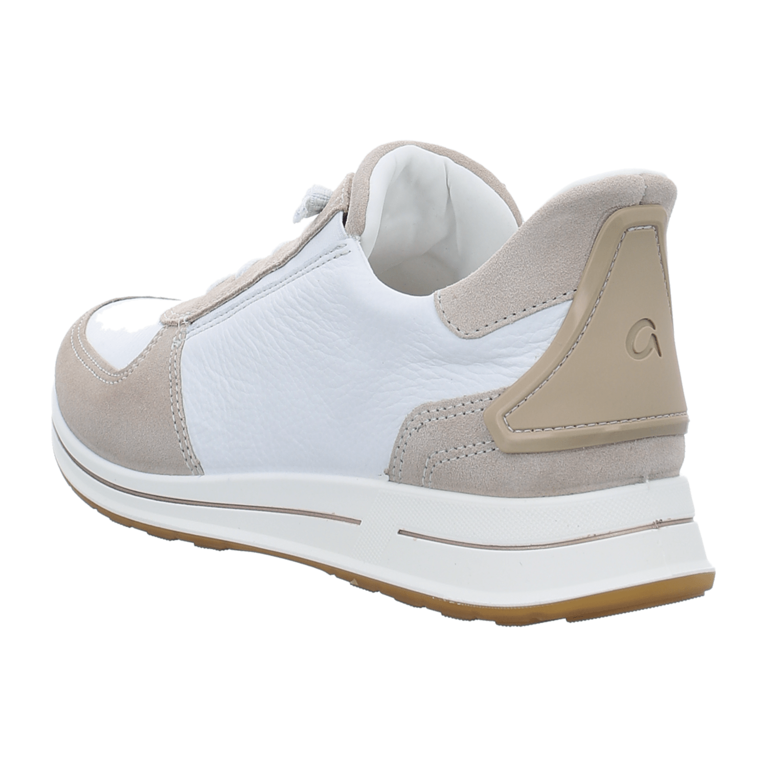 ARA OSAKA Women's Leather Ankle Boots in White with Round Toe, Zipper Closure and Rubber Sole