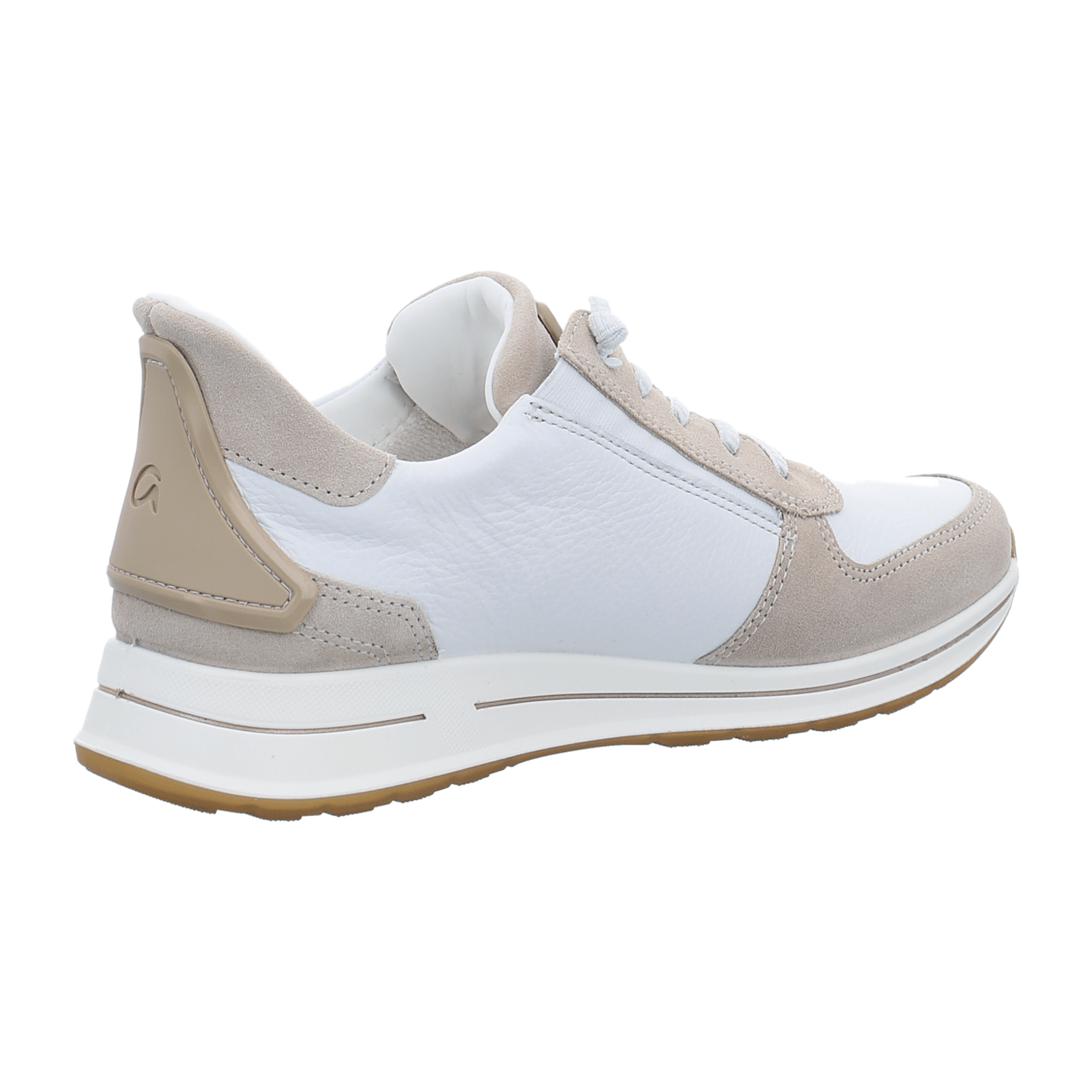 ARA OSAKA Women's Leather Ankle Boots in White with Round Toe, Zipper Closure and Rubber Sole