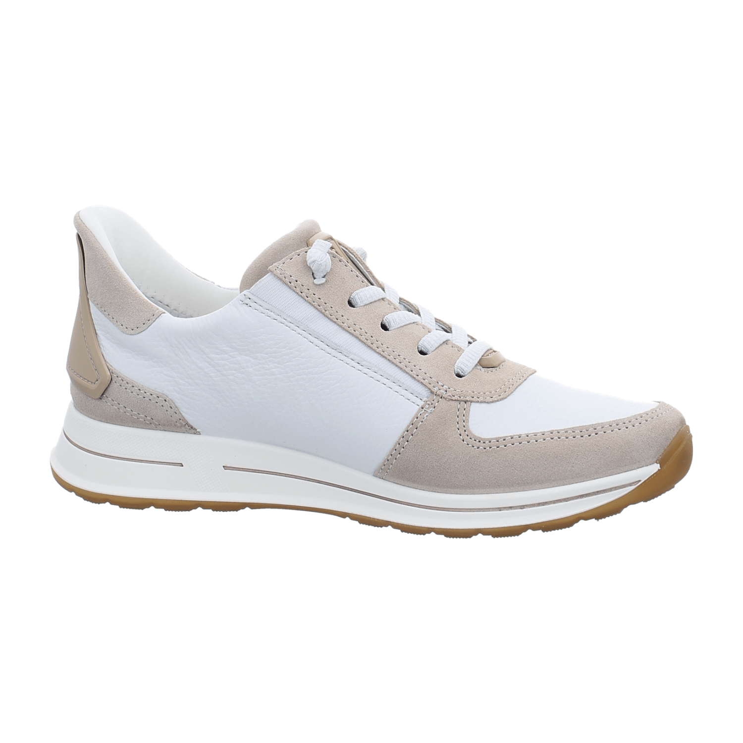 ARA OSAKA Women's Leather Ankle Boots in White with Round Toe, Zipper Closure and Rubber Sole