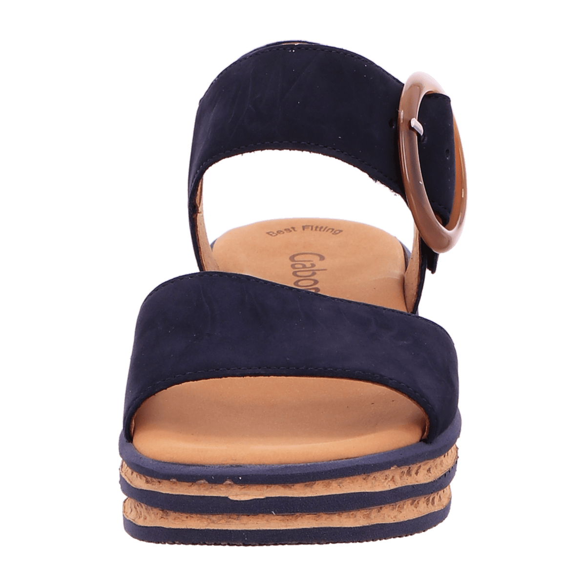Gabor Women's Platform Sandals - Blue Textile Slides with Buckle