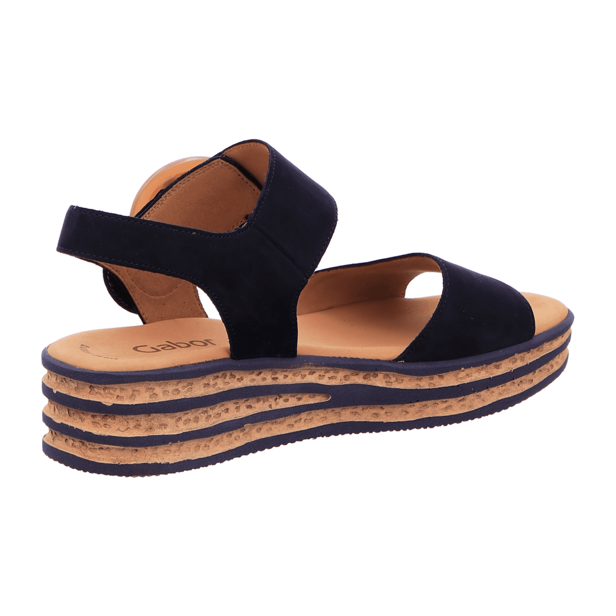 Gabor Women's Platform Sandals - Blue Textile Slides with Buckle