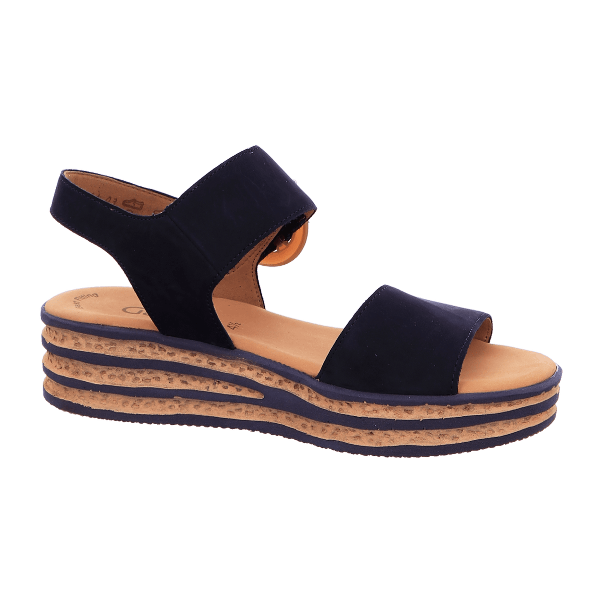 Gabor Women's Platform Sandals - Blue Textile Slides with Buckle