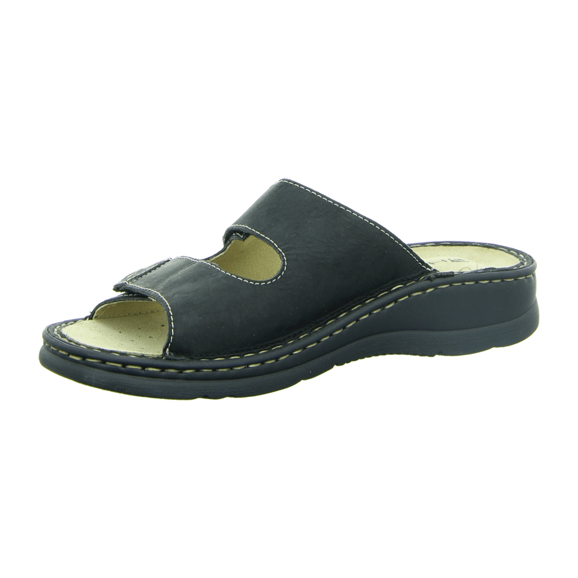 Rohde Comfortable Men's Sandals Black Leather Slip-On Wide Fit Summer Shoes