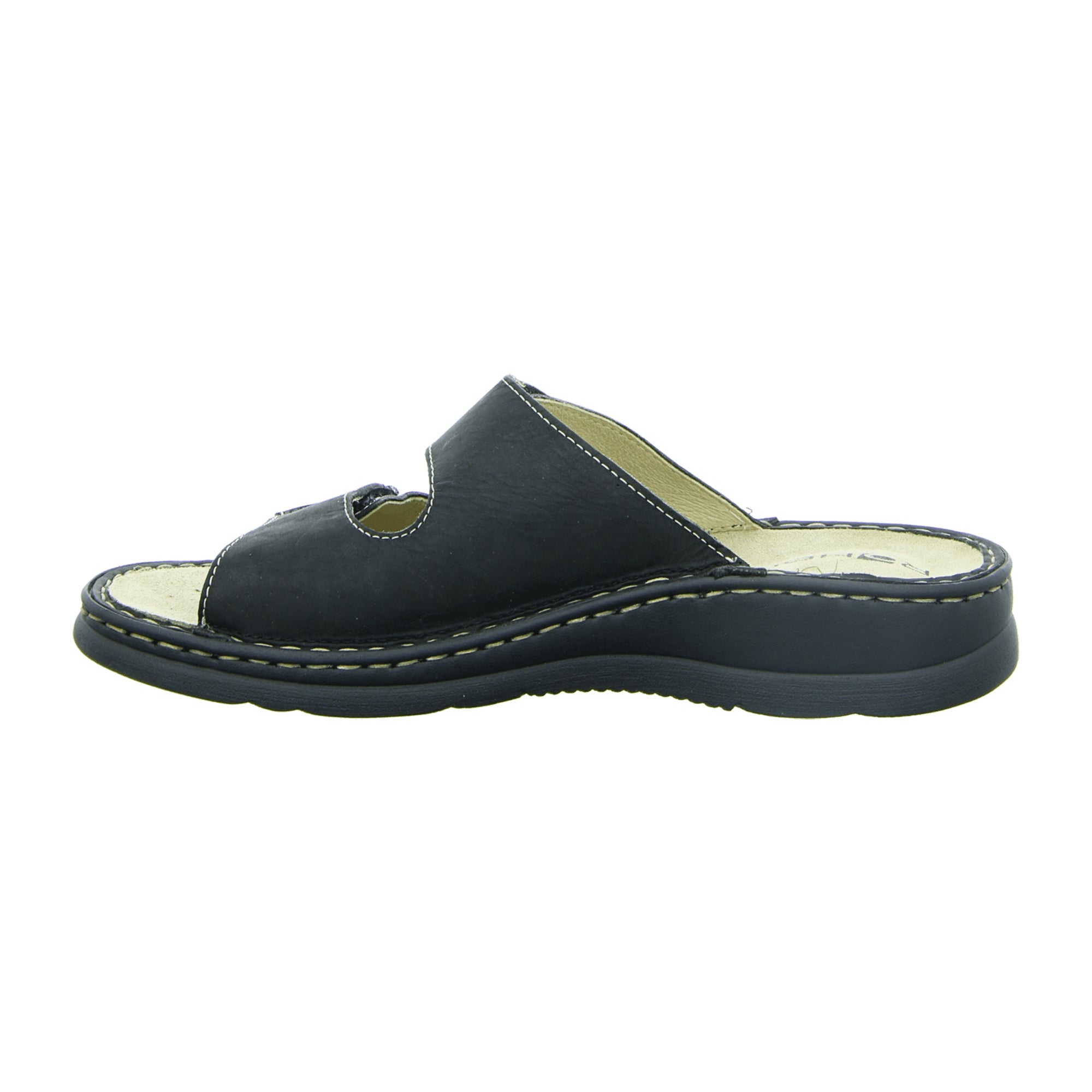 Rohde Comfortable Men's Sandals Black Leather Slip-On Wide Fit Summer Shoes