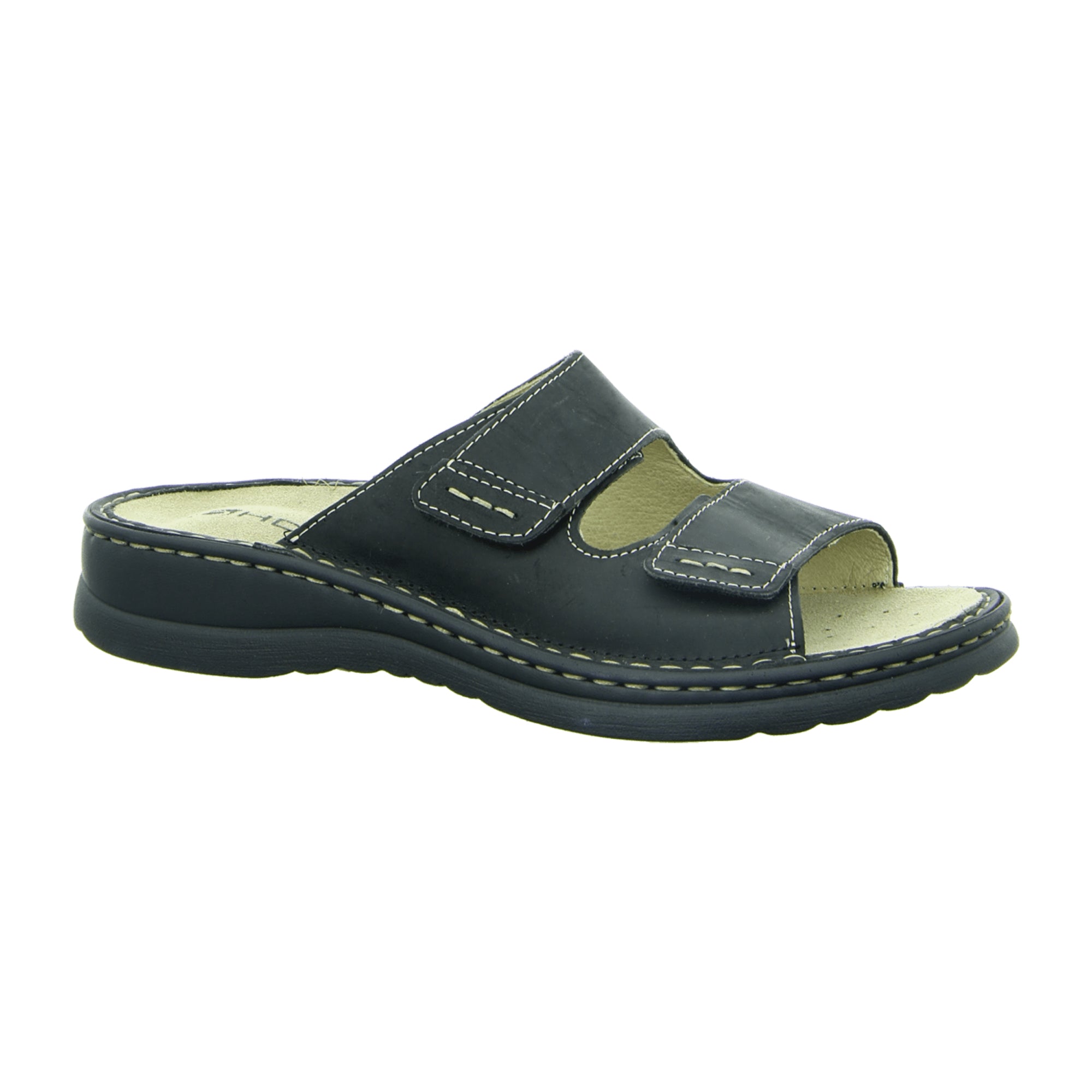 Rohde Comfortable Men's Sandals Black Leather Slip-On Wide Fit Summer Shoes