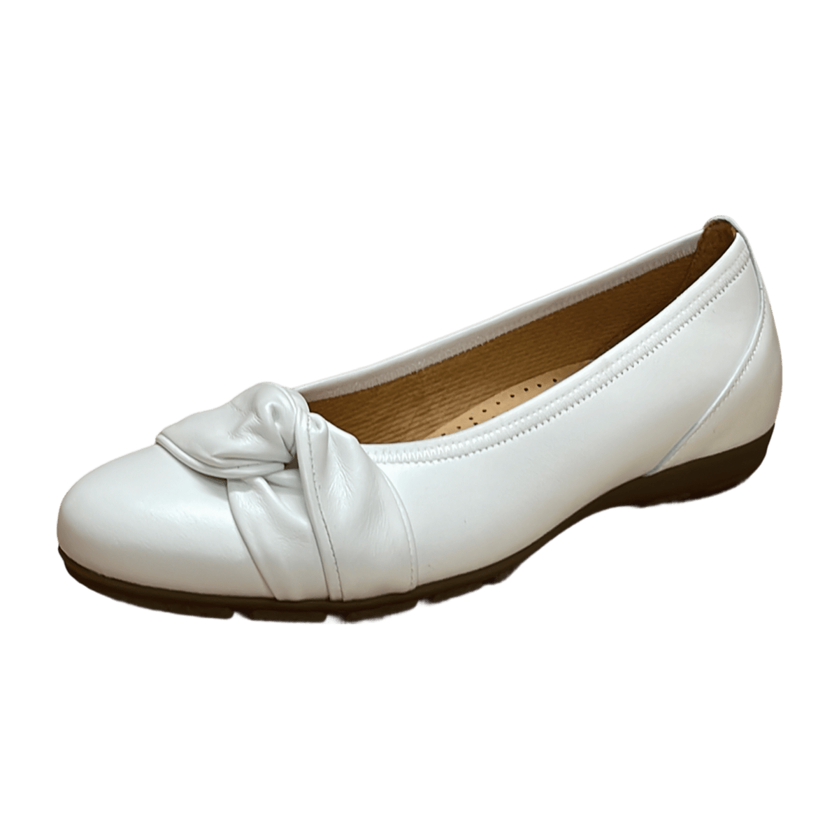 Gabor Women's Classic Ballet Flats - White Leather Shoes