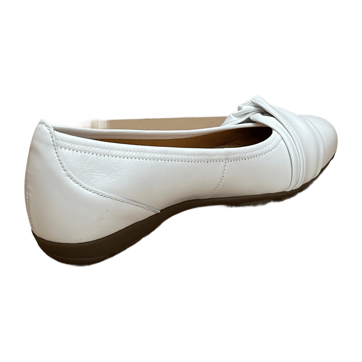 Gabor Women's Classic Ballet Flats - White Leather Shoes