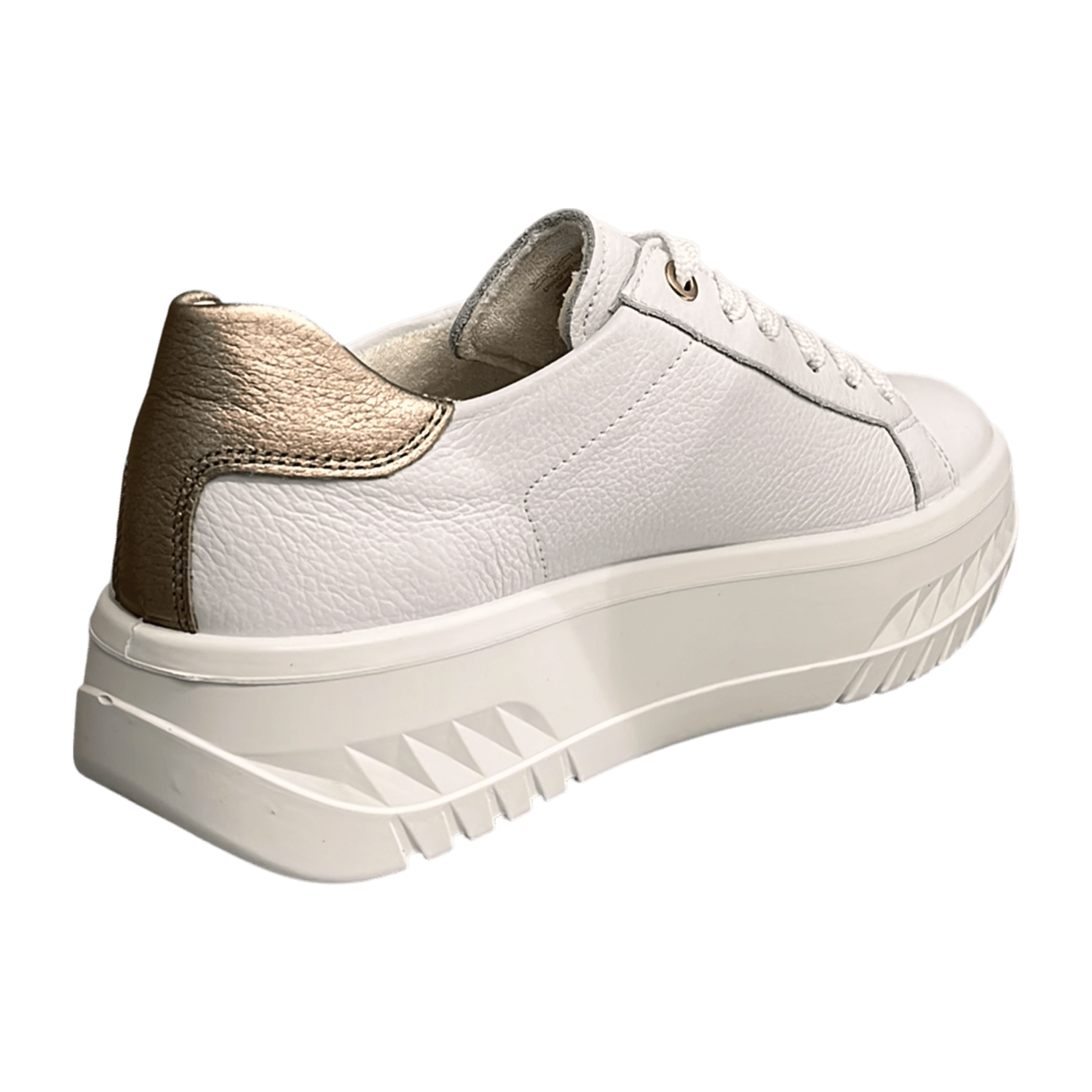 ARA Monaco Platform Sneakers for Women in White Smooth Leather with Lace-Up Closure and Polyurethane Sole