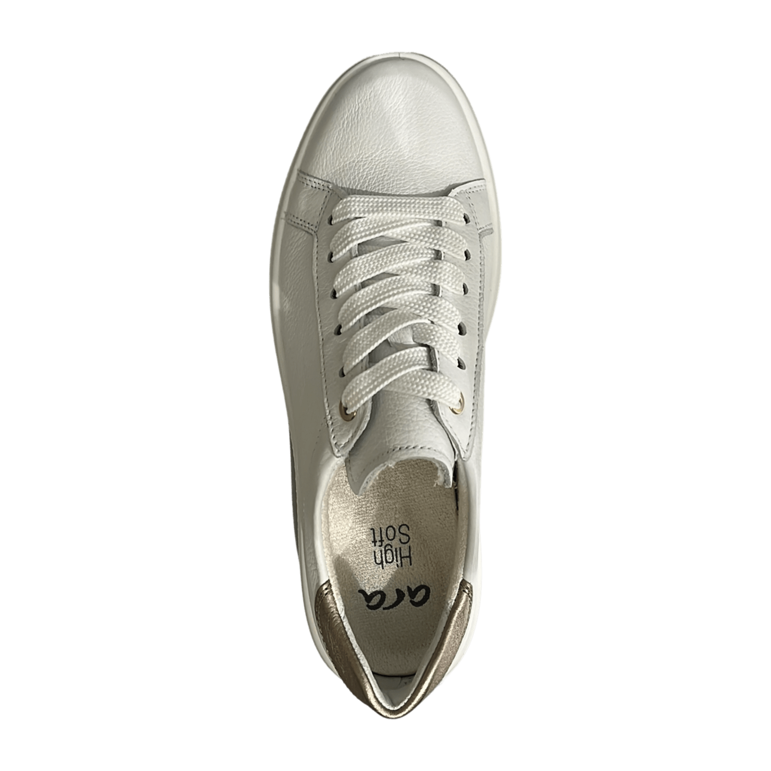 ARA Monaco Platform Sneakers for Women in White Smooth Leather with Lace-Up Closure and Polyurethane Sole