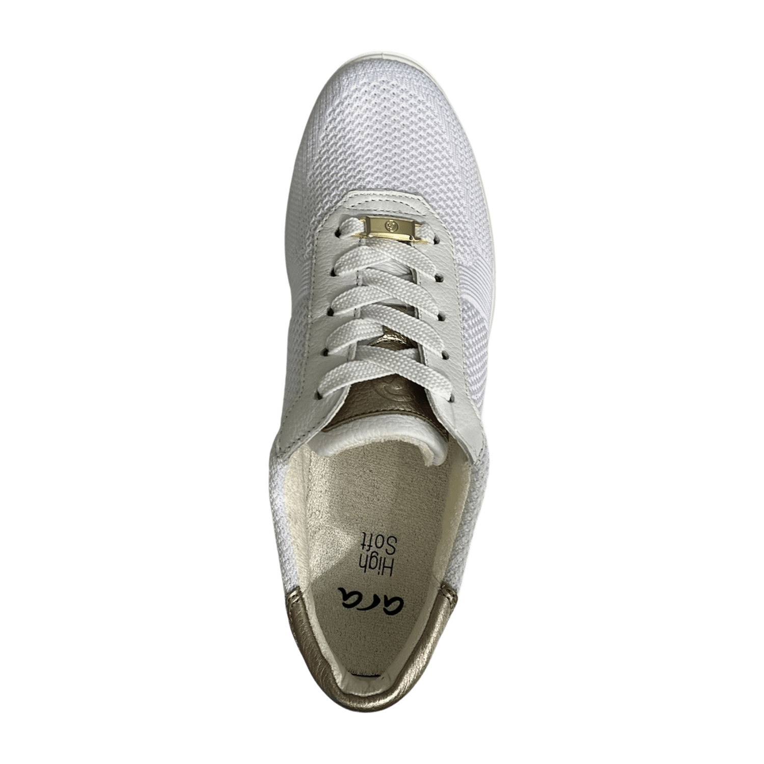 ARA Women's Sneakers in White Textile with Round Toe and Slip-On Closure - Sporty Style with Polyurethane Sole and Synthetic Lining