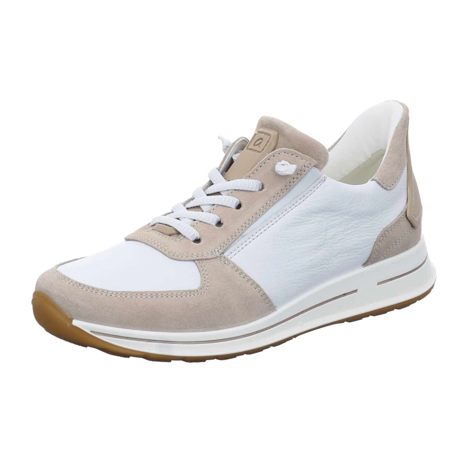ARA OSAKA Women's White Smooth Leather Lace-Up Shoes with Round Toe and Rubber Sole
