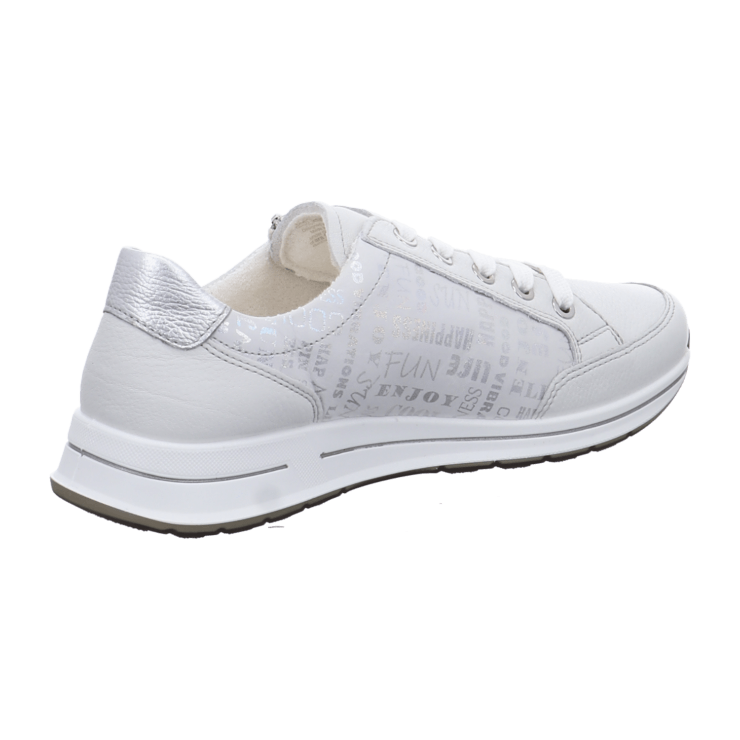 ARA OSAKA Women's Lace-Up Ankle Boot Sneaker in Smooth Leather with Side Zipper, Gray