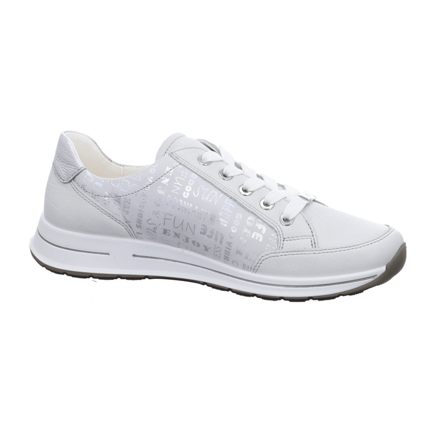 ARA OSAKA Women's Lace-Up Ankle Boot Sneaker in Smooth Leather with Side Zipper, Gray