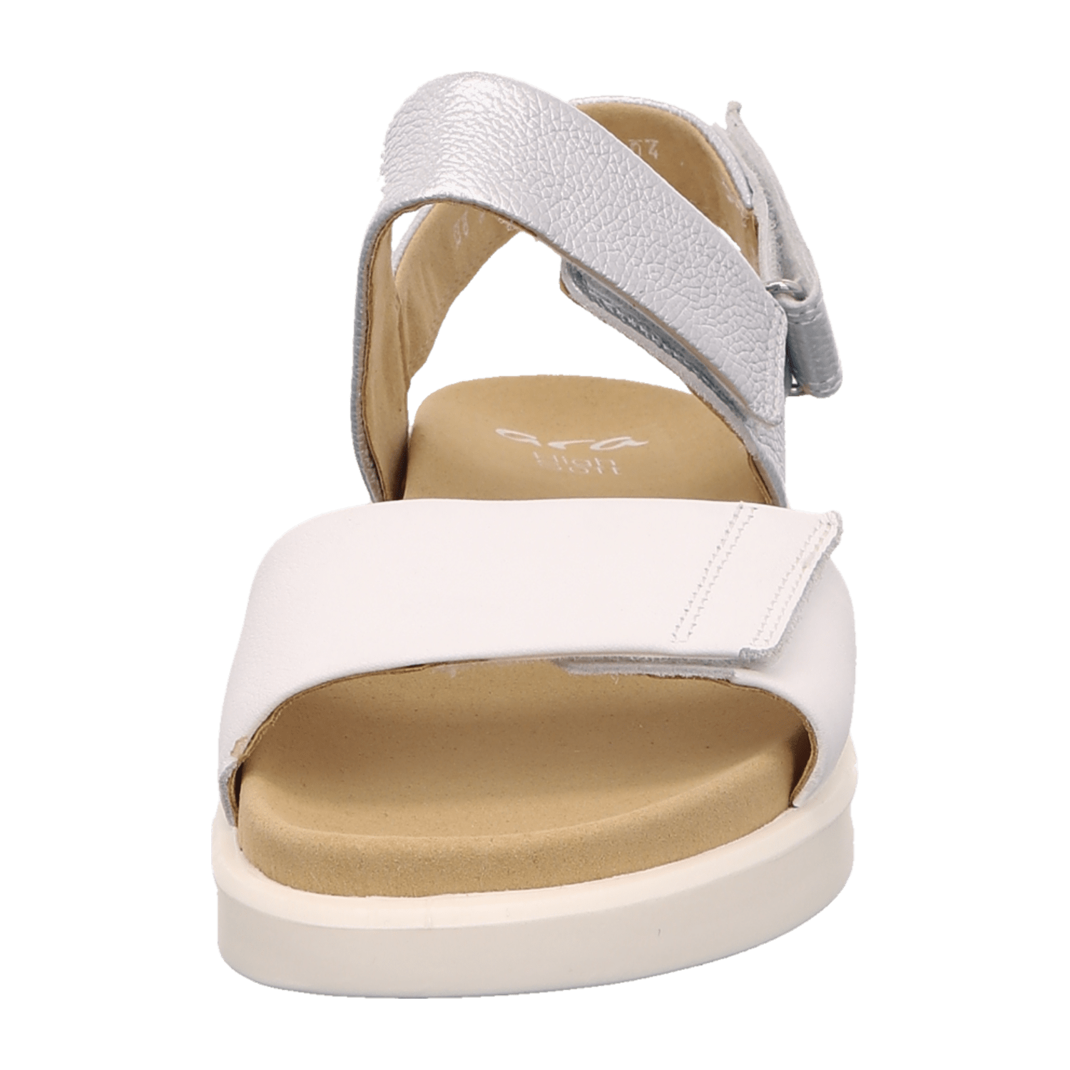 ARA Women's Smooth Leather Sandals in White with Hook-and-Loop Fastening Classic Style Open Toe