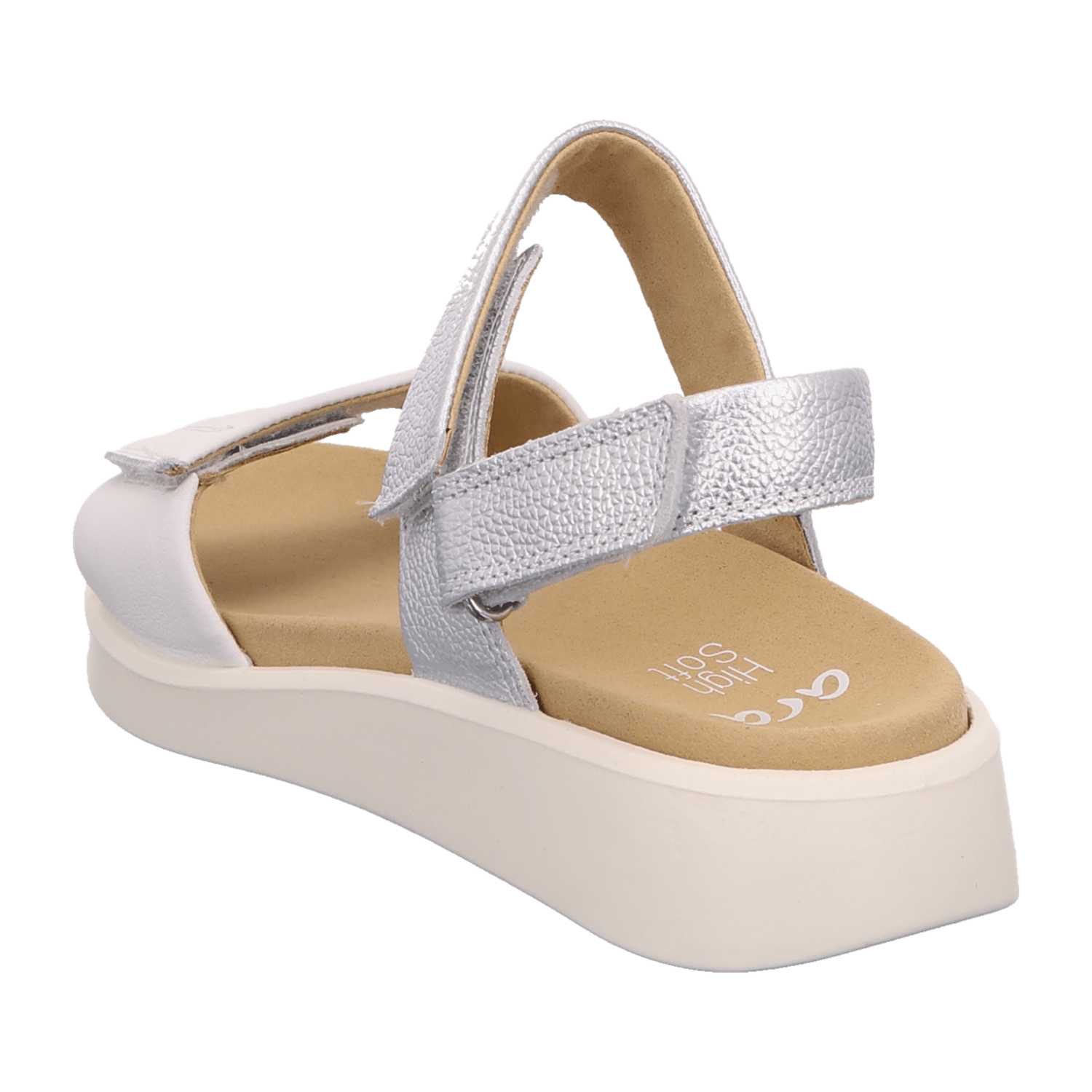 ARA Women's Smooth Leather Sandals in White with Hook-and-Loop Fastening Classic Style Open Toe