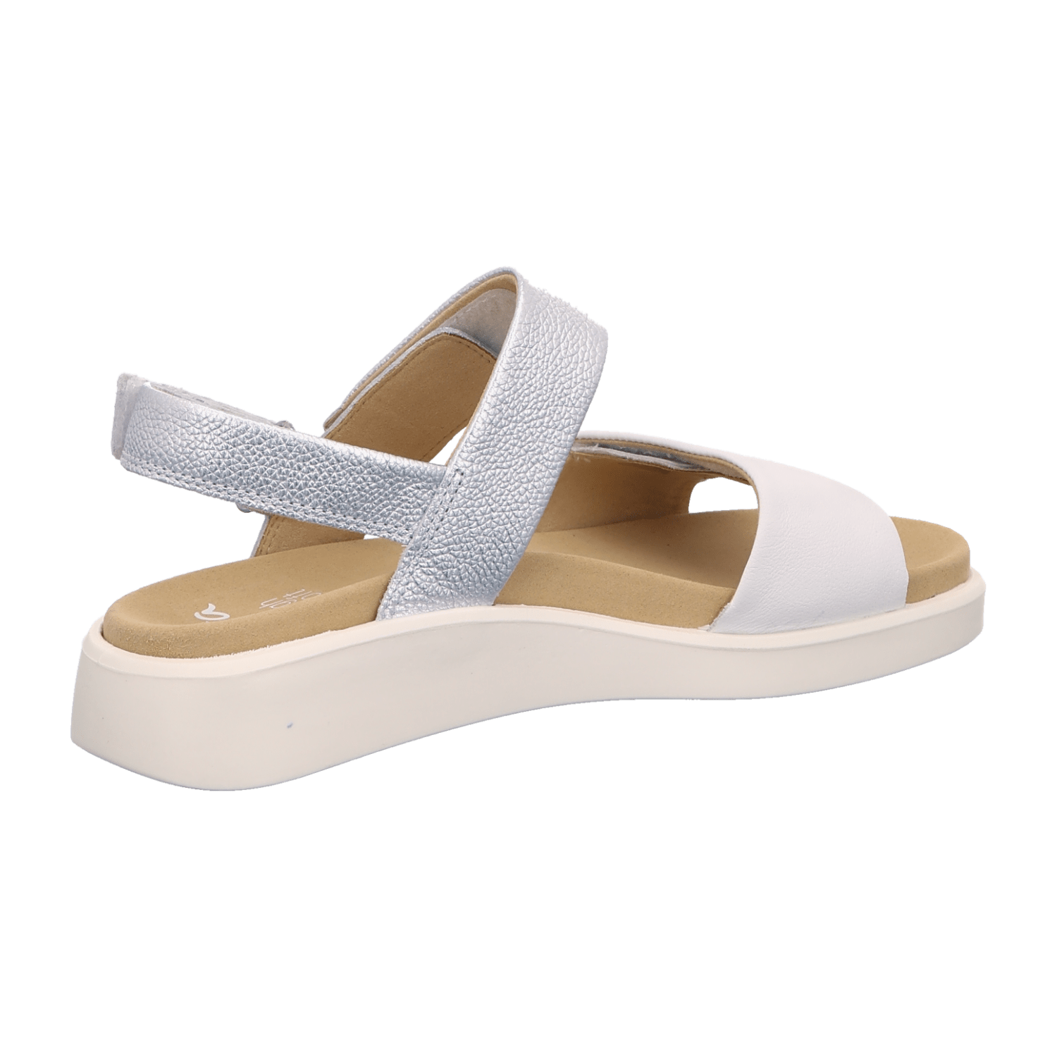 ARA Women's Smooth Leather Sandals in White with Hook-and-Loop Fastening Classic Style Open Toe