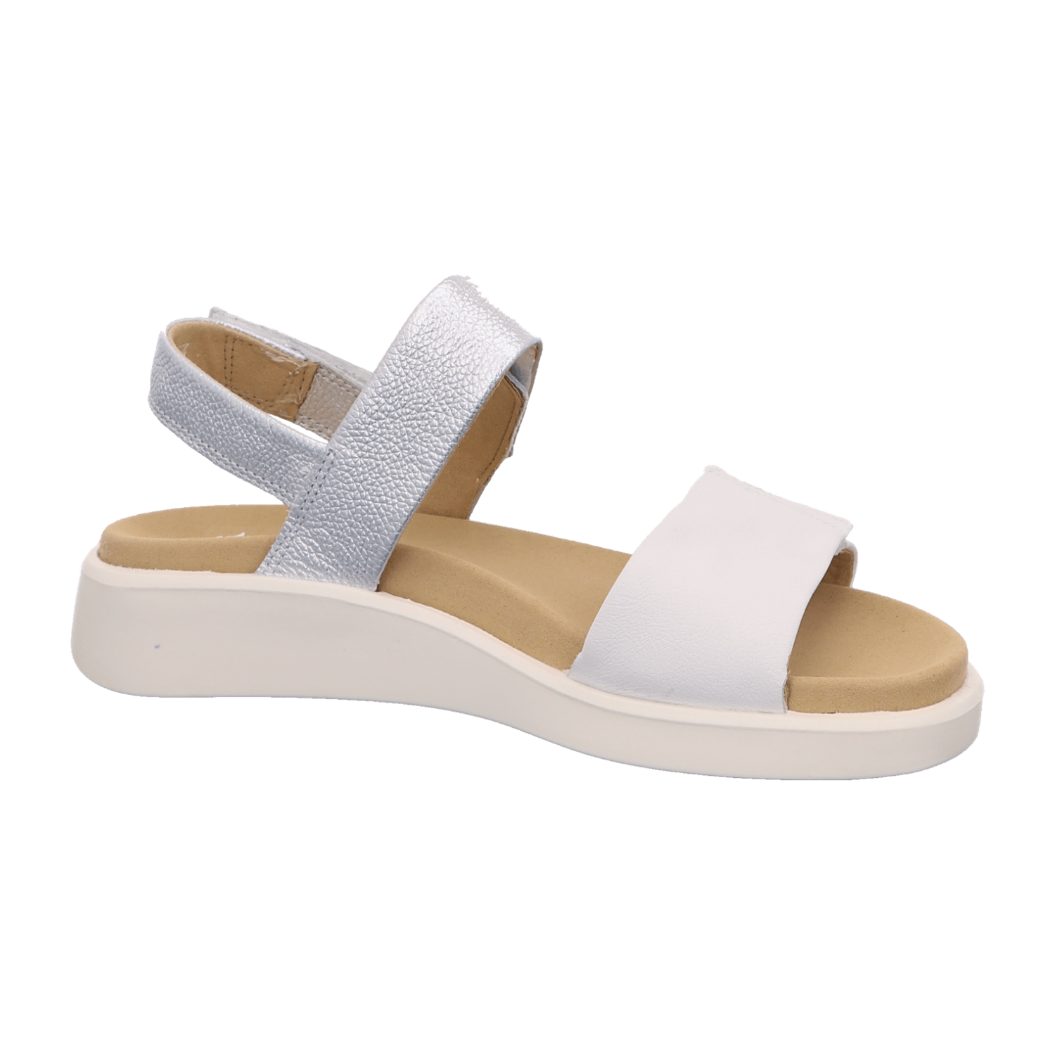 ARA Women's Smooth Leather Sandals in White with Hook-and-Loop Fastening Classic Style Open Toe