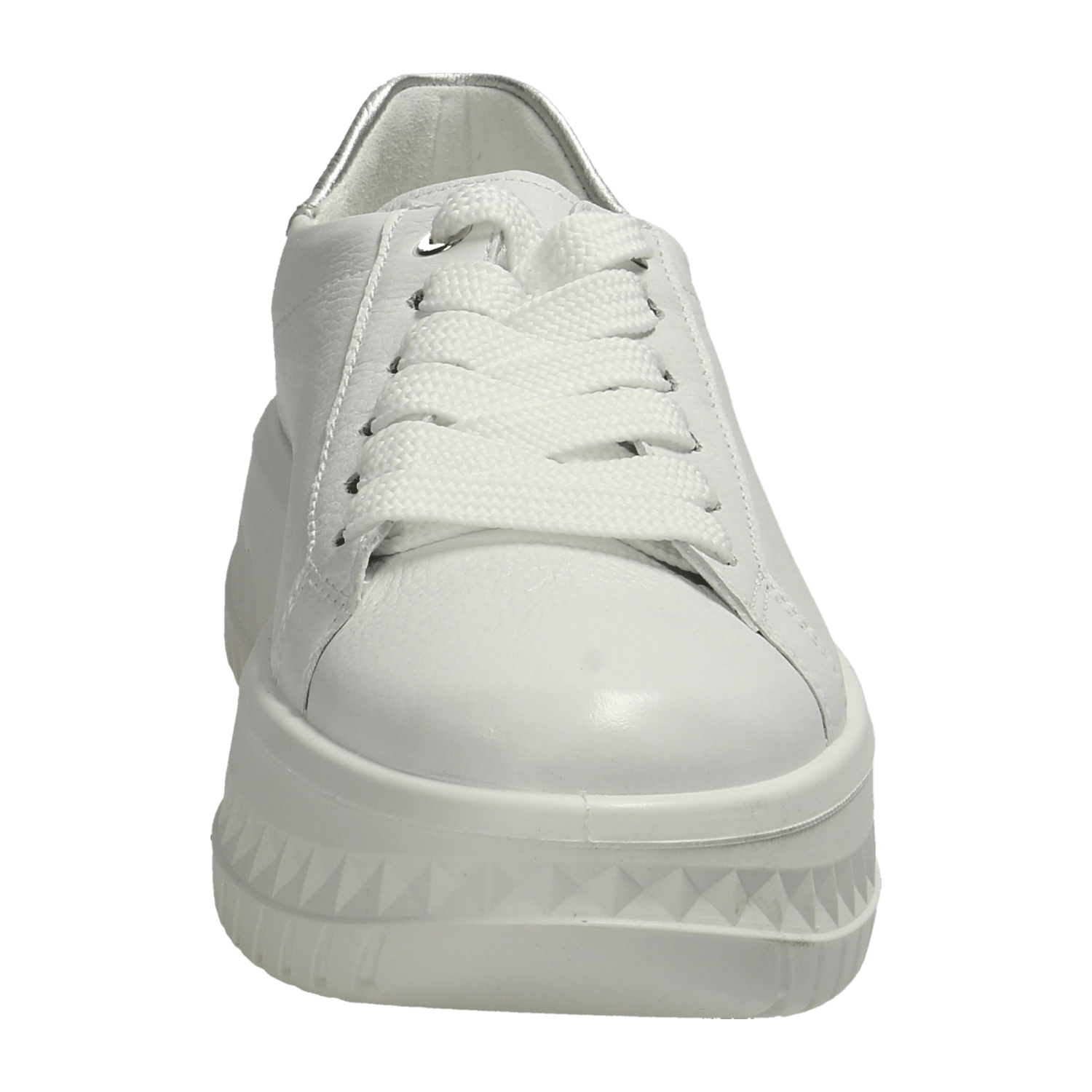 ARA MONACO Women's Sneakers in White Smooth Leather with Lace-Up Closure