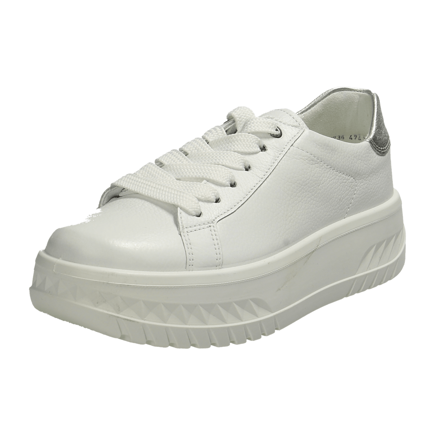 ARA MONACO Women's Sneakers in White Smooth Leather with Lace-Up Closure
