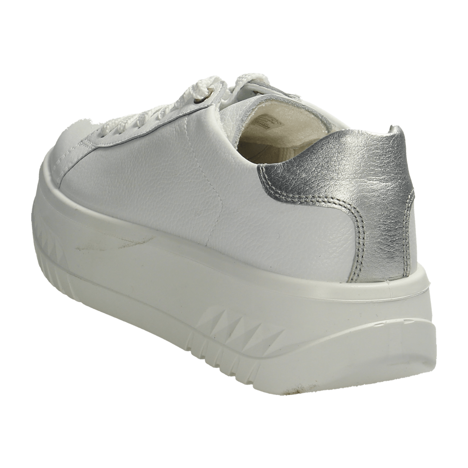 ARA MONACO Women's Sneakers in White Smooth Leather with Lace-Up Closure