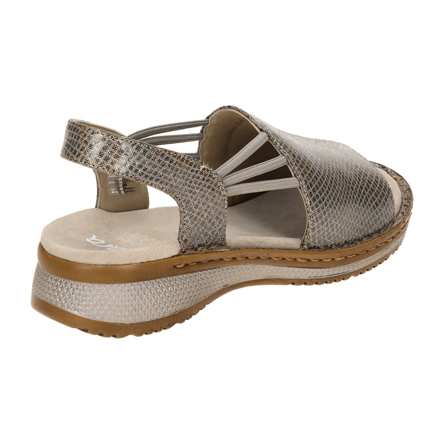 ARA Hawaii Women's Sandal Slip-On Nubuck Leather Gray Iridescent Classic Open Toe